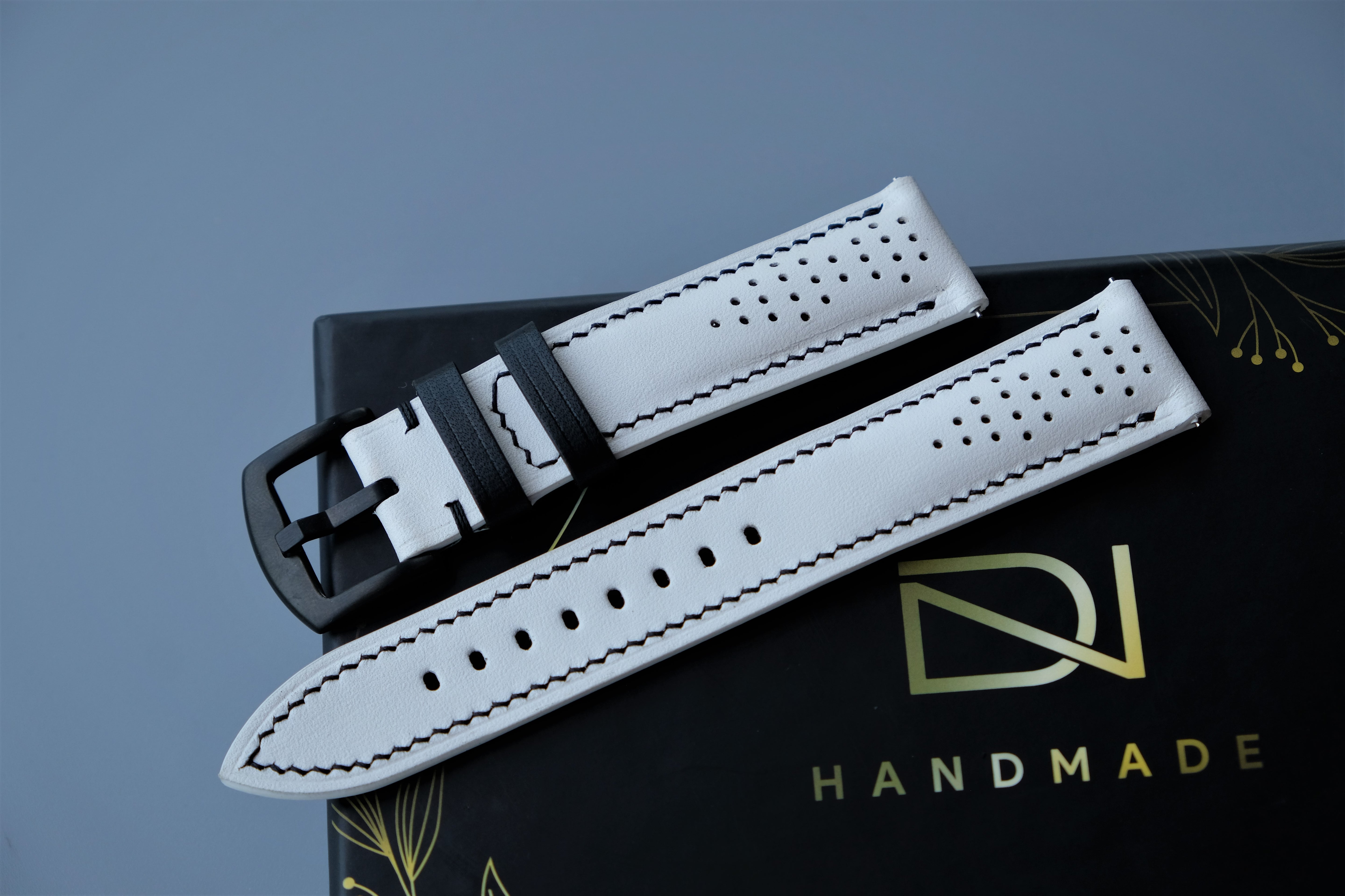White Rally Leather Watch Strap