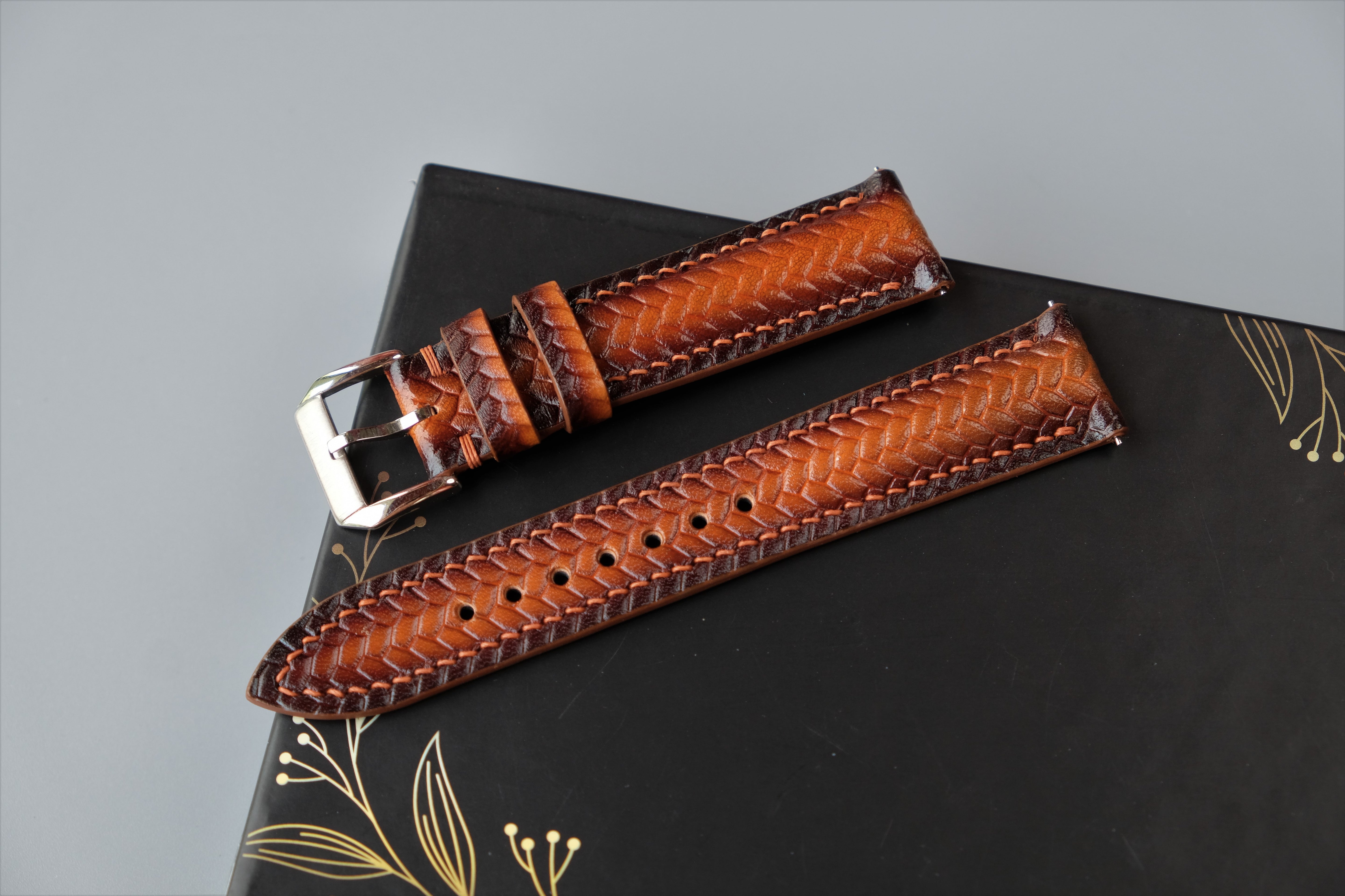 Light Brown Veg Tan Leather Watch Strap – Custom Sizes 10mm to 26mm