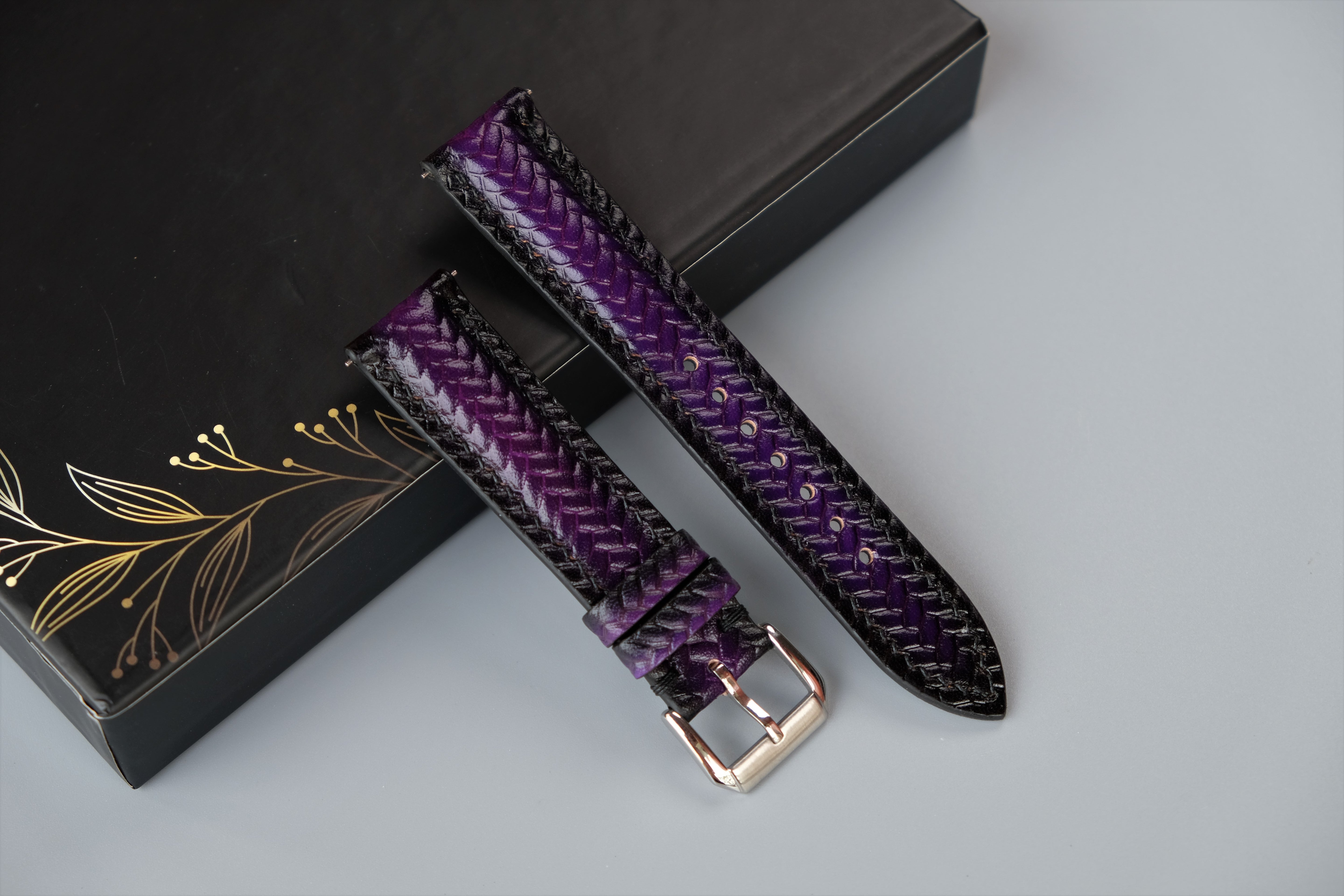 Purple Veg-tan Leather Watch Strap – Custom Sizes 10mm to 26mm
