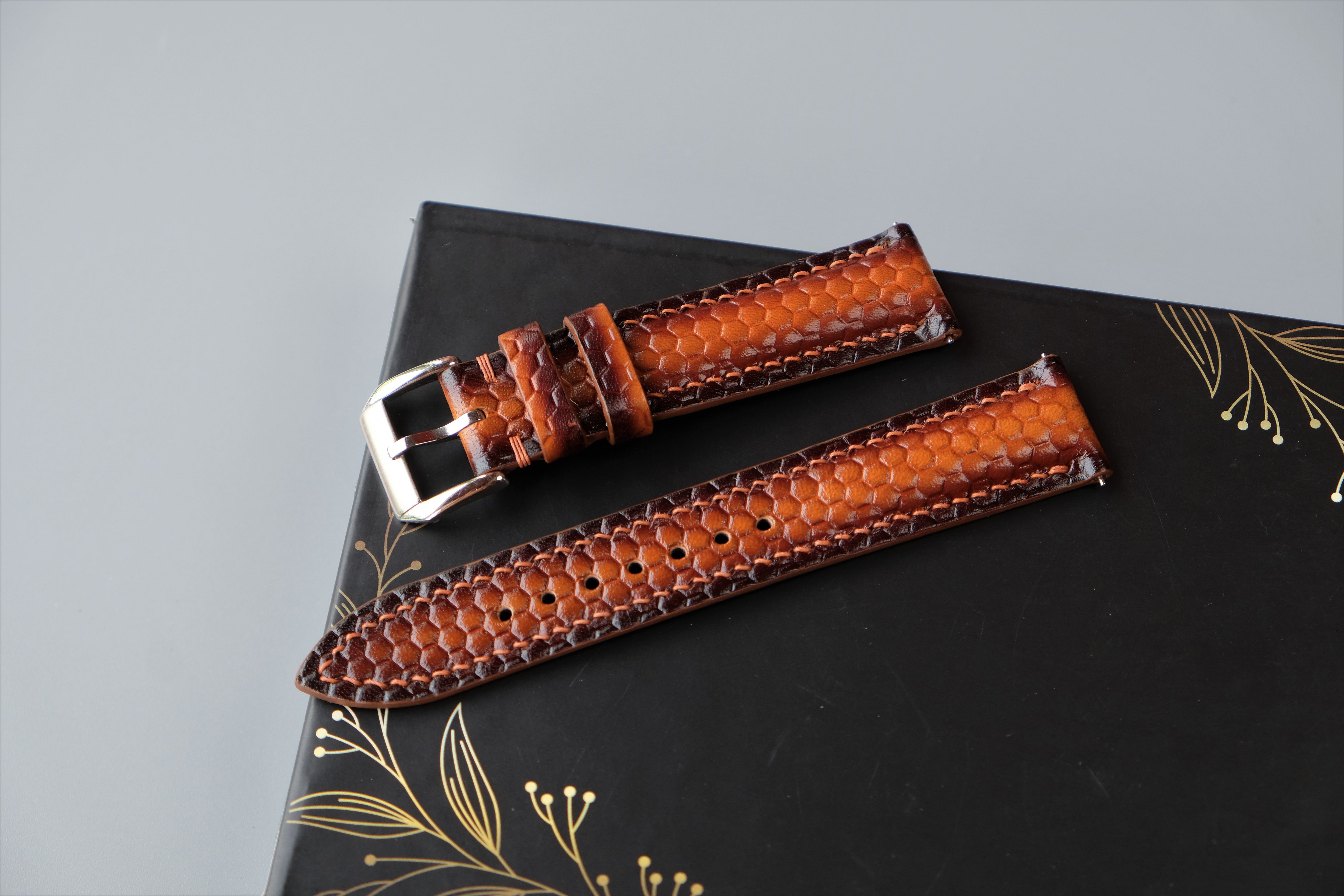 Light Brown Veg Tan Leather Watch Strap – Custom Sizes 10mm to 26mm
