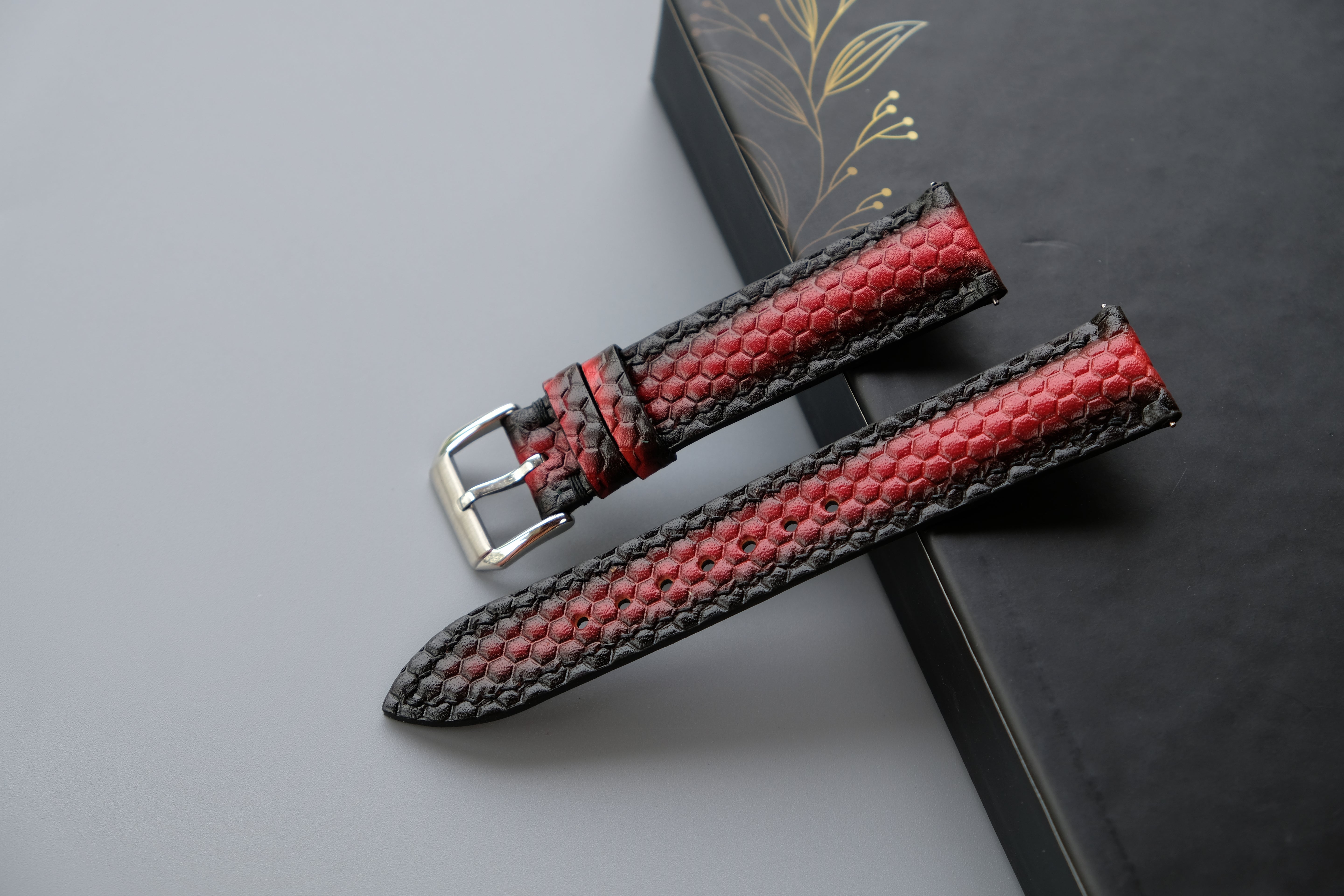 RED Veg-tan Leather Watch Strap – Custom Sizes 10mm to 26mm