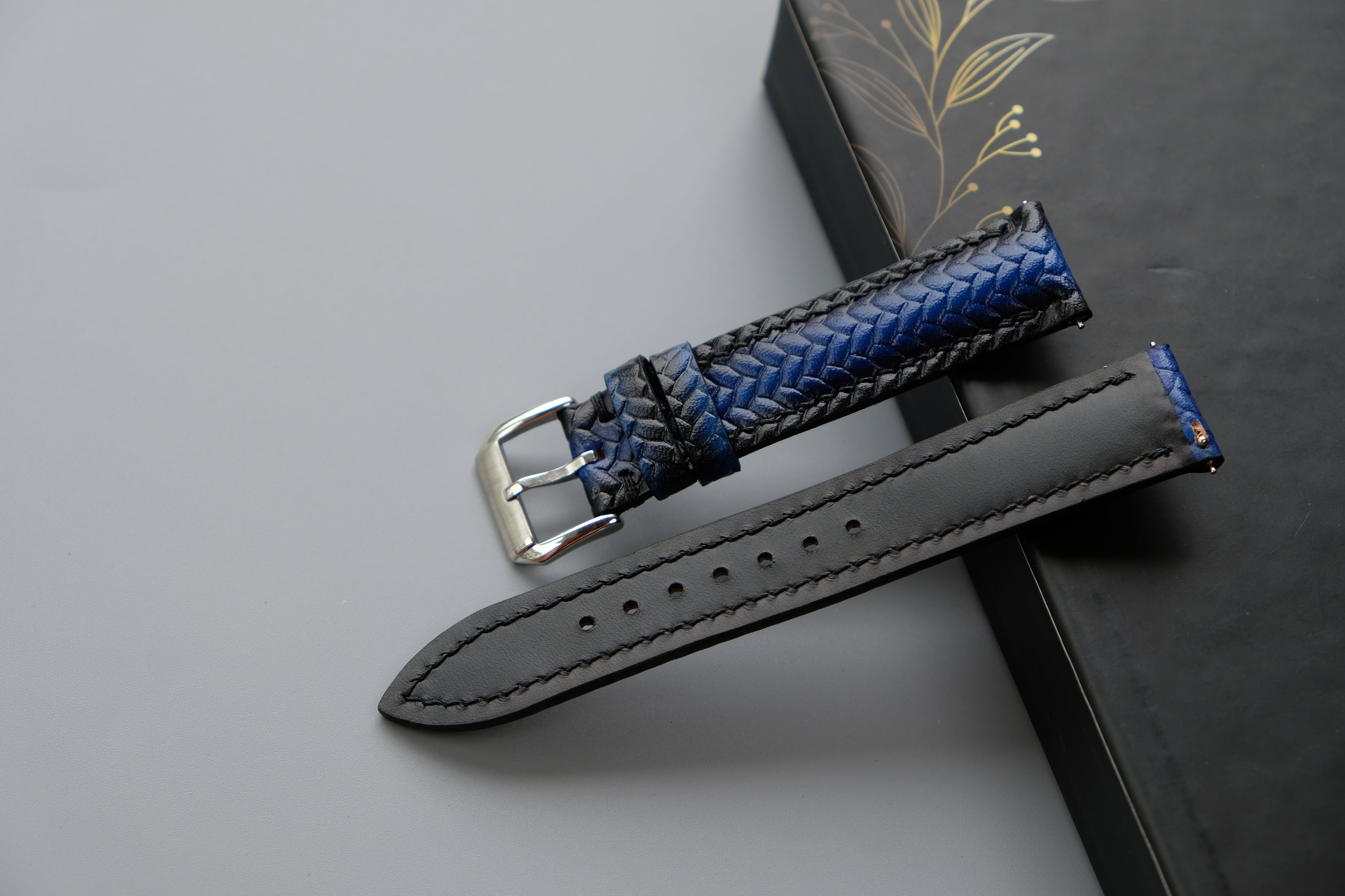 Blue Veg-Tan Leather Watch Strap – Custom Sizes 10mm to 26mm