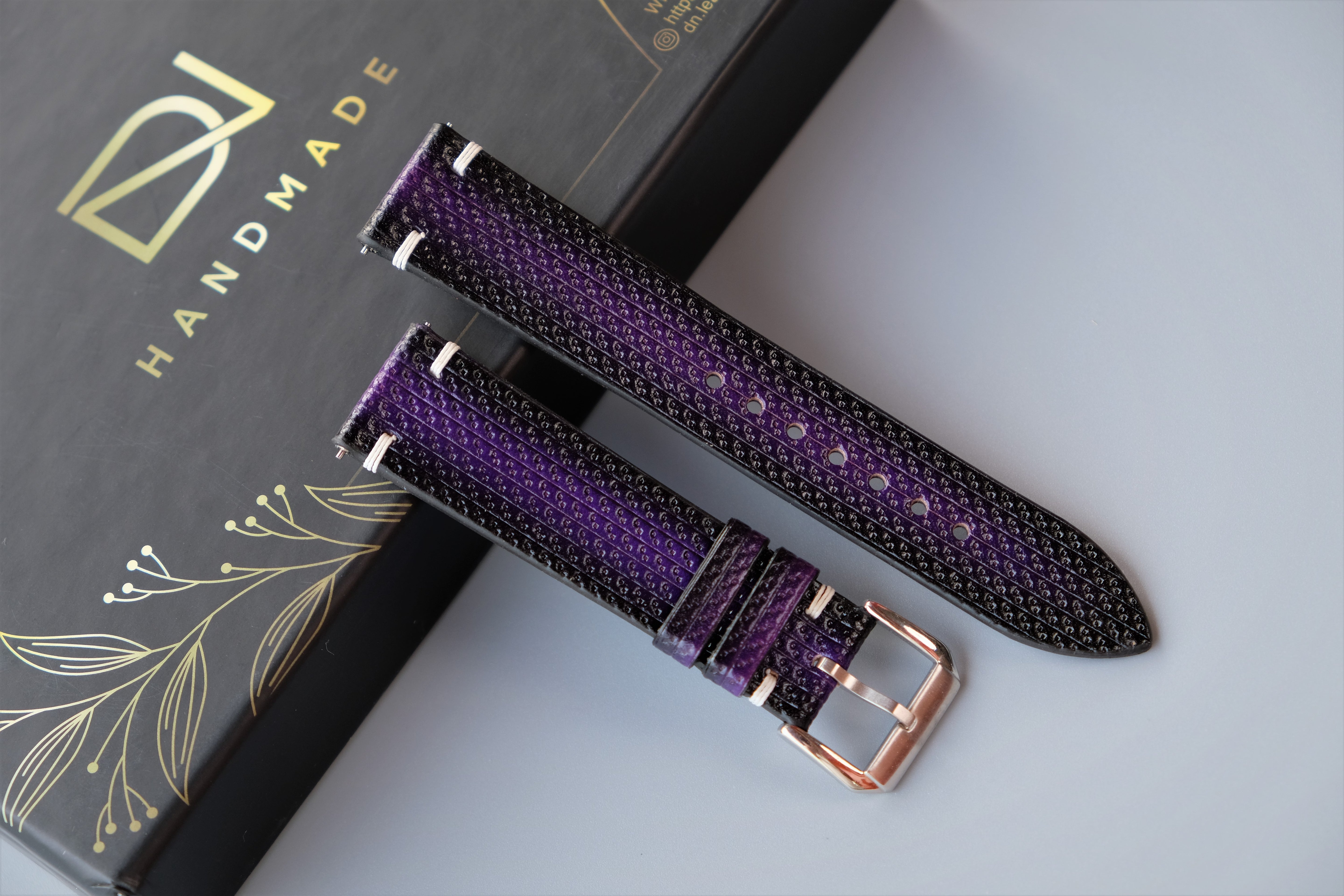 Purple Veg-tan Leather Watch Strap