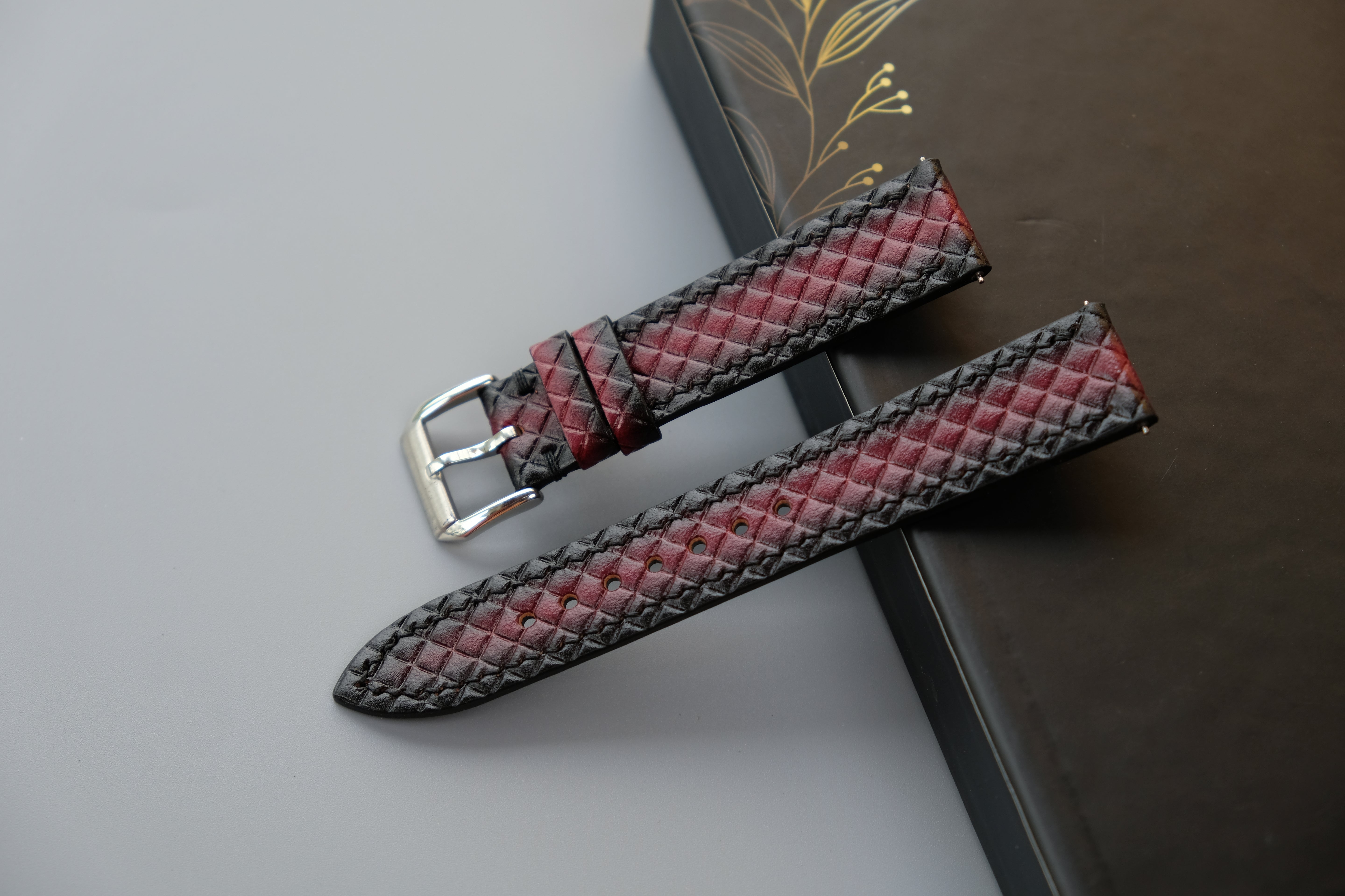 Burgundy Veg-Tan Leather Watch Strap – Custom Sizes 10mm to 26mm