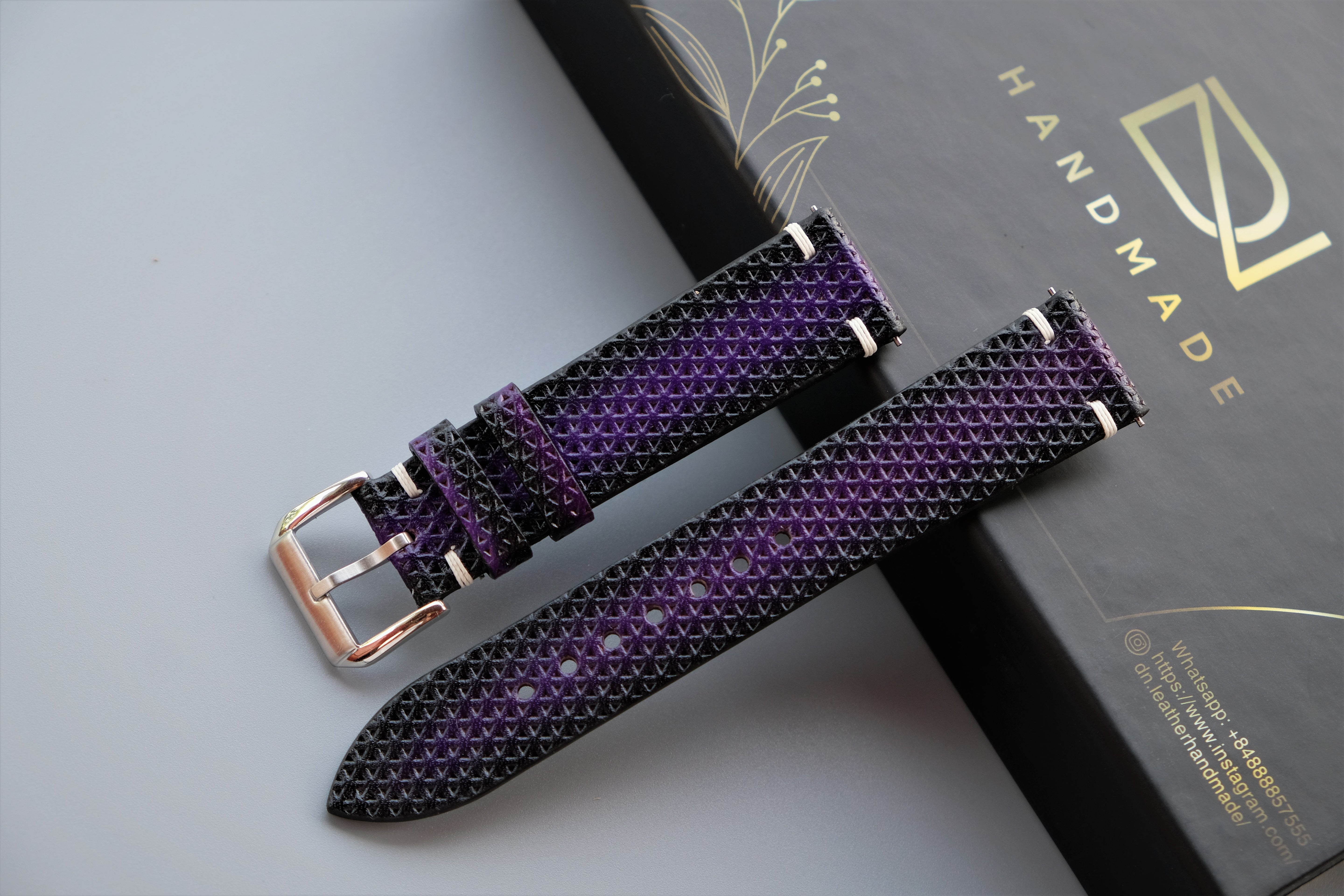 Purple Veg-tan Leather Watch Strap