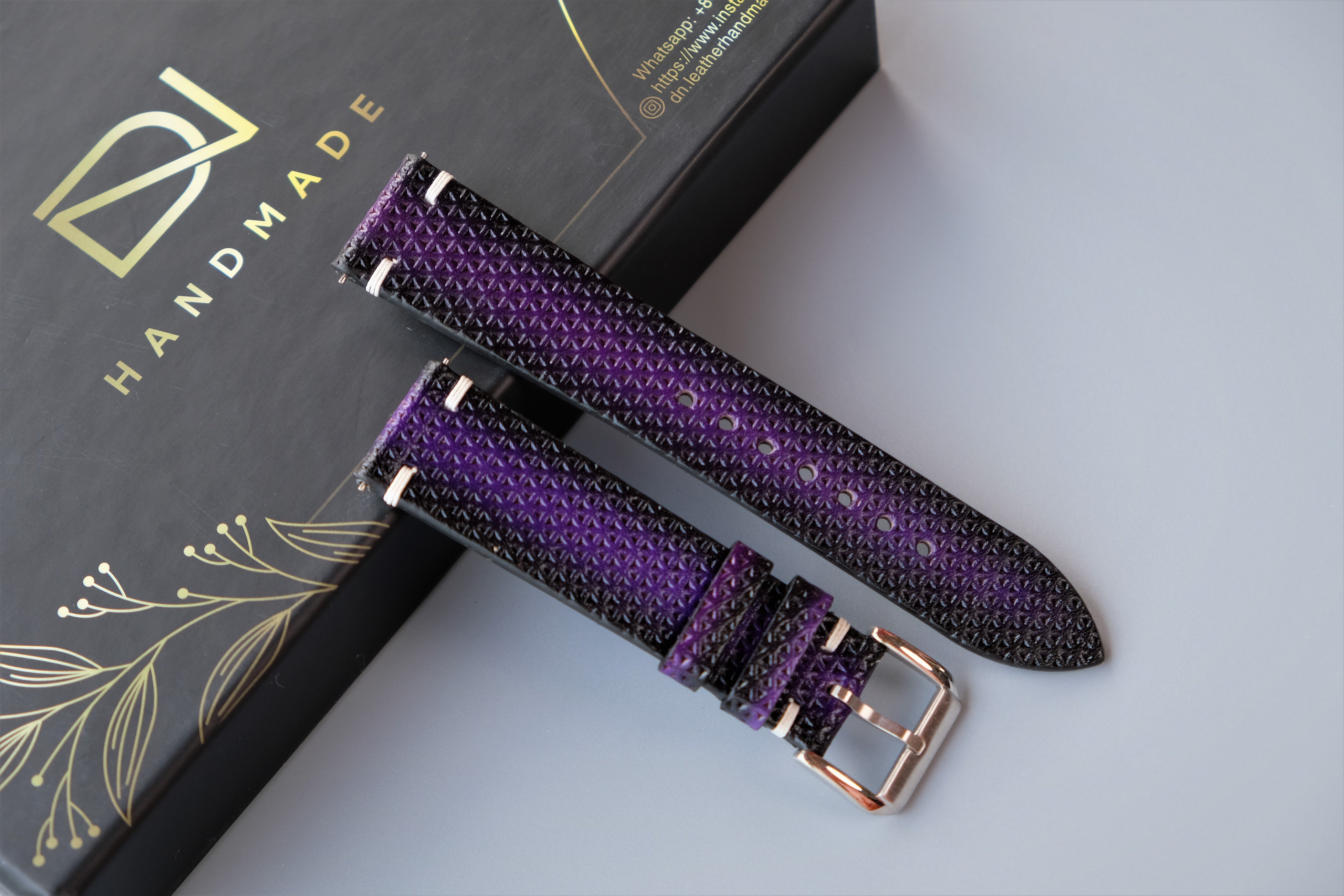 Purple Veg-tan Leather Watch Strap