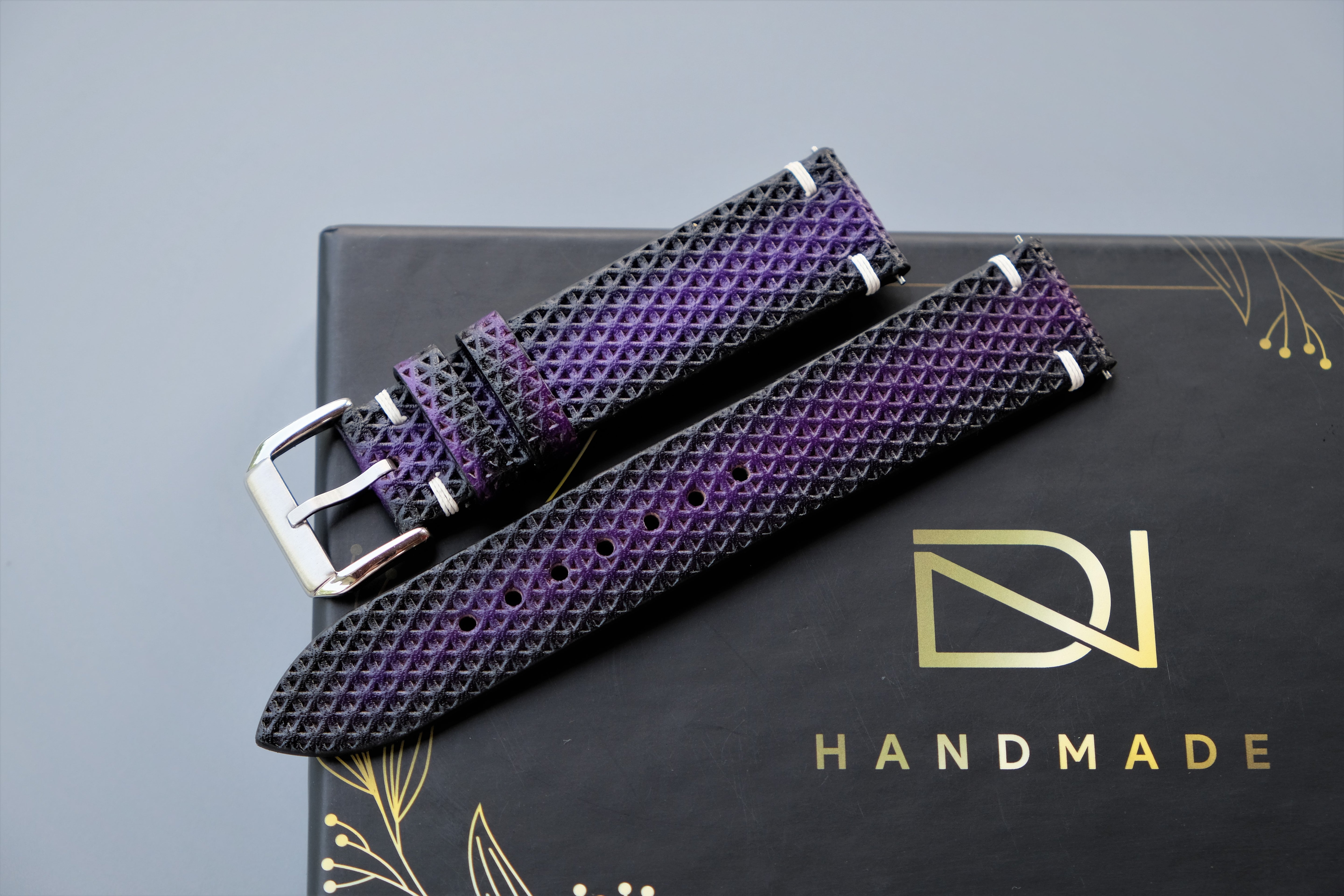 Purple Veg-tan Leather Watch Strap