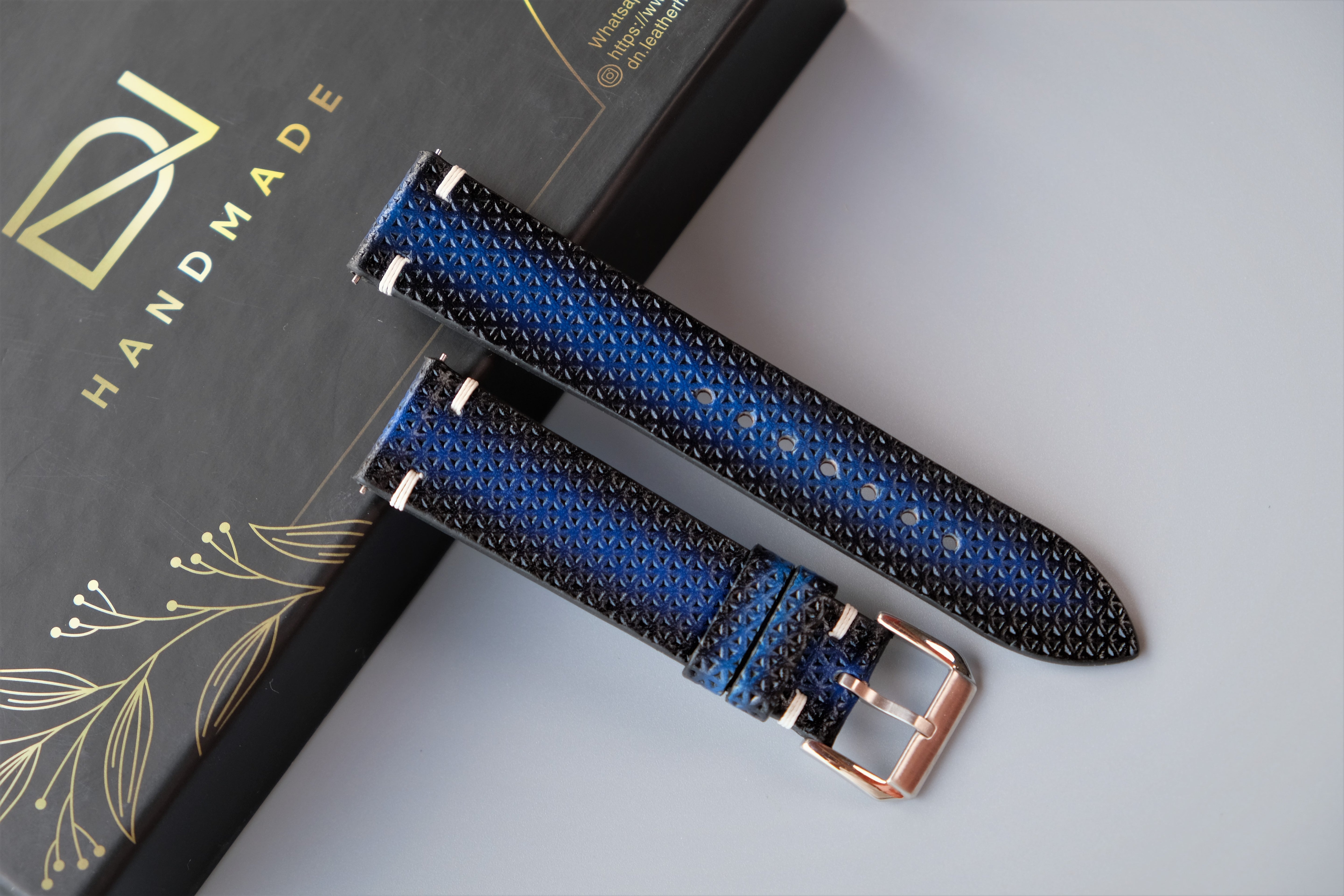 Blue Veg-Tan Leather Watch Strap