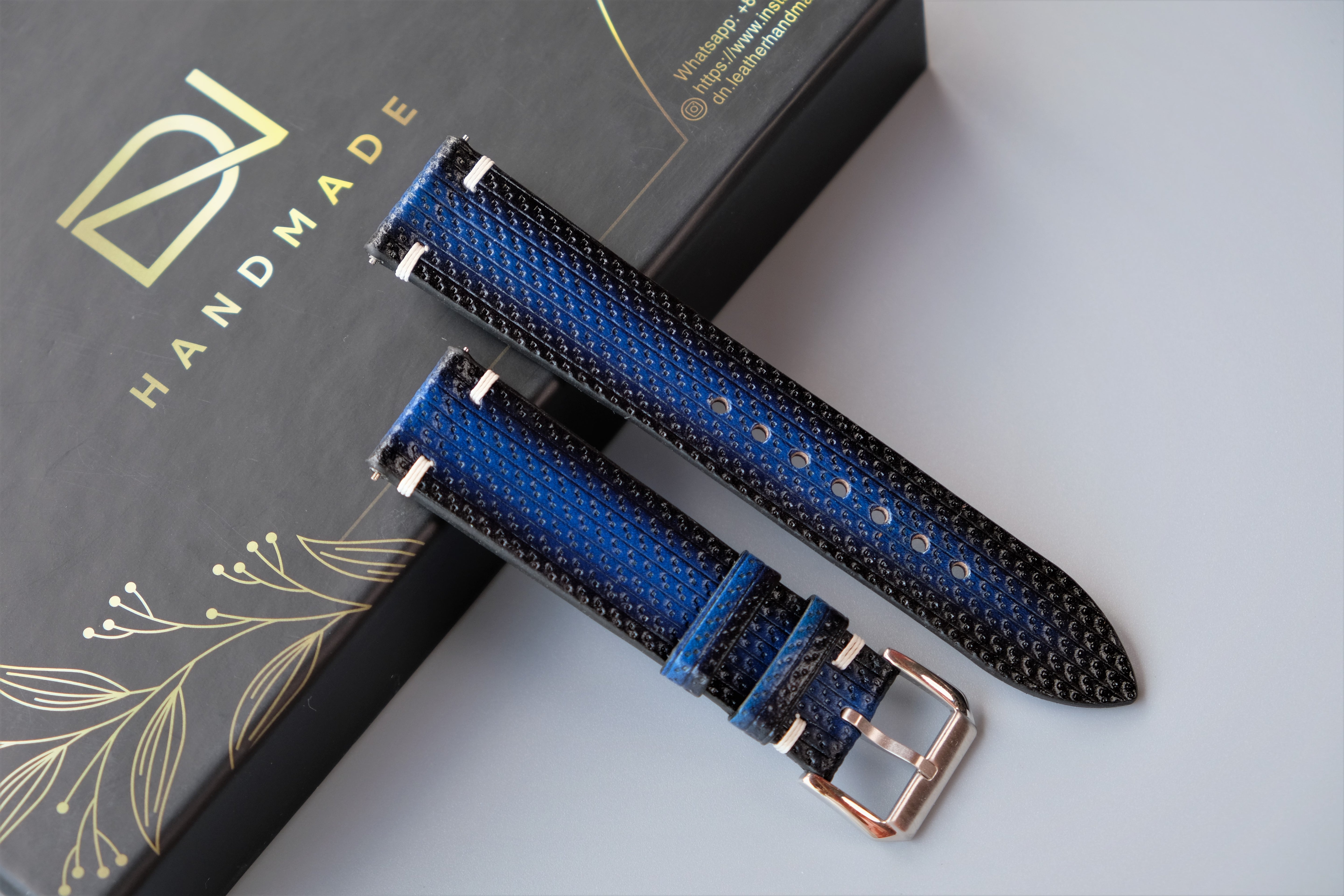 Blue Veg-Tan Leather Watch Strap