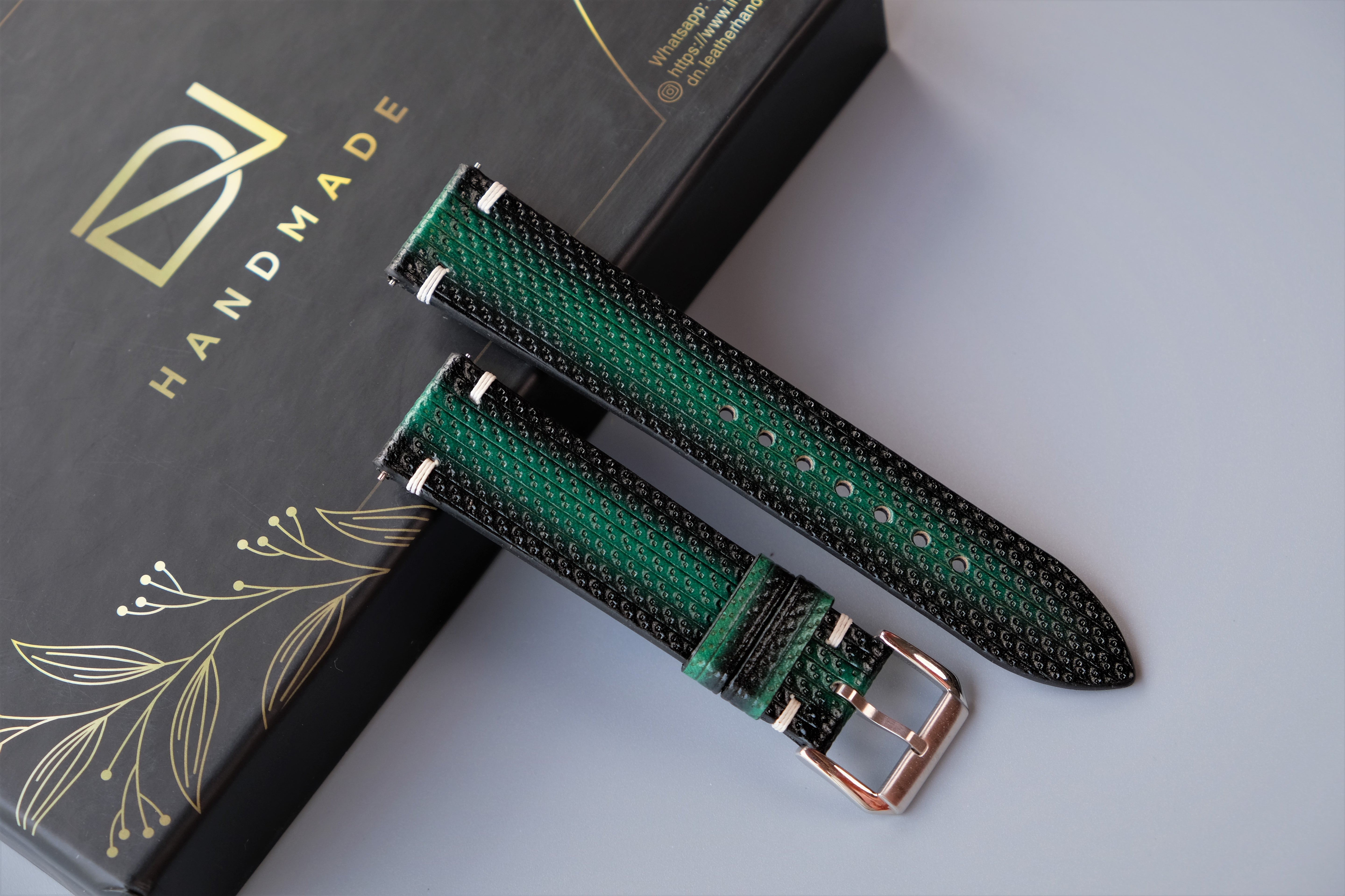 Green Veg-Tan Leather Watch Strap
