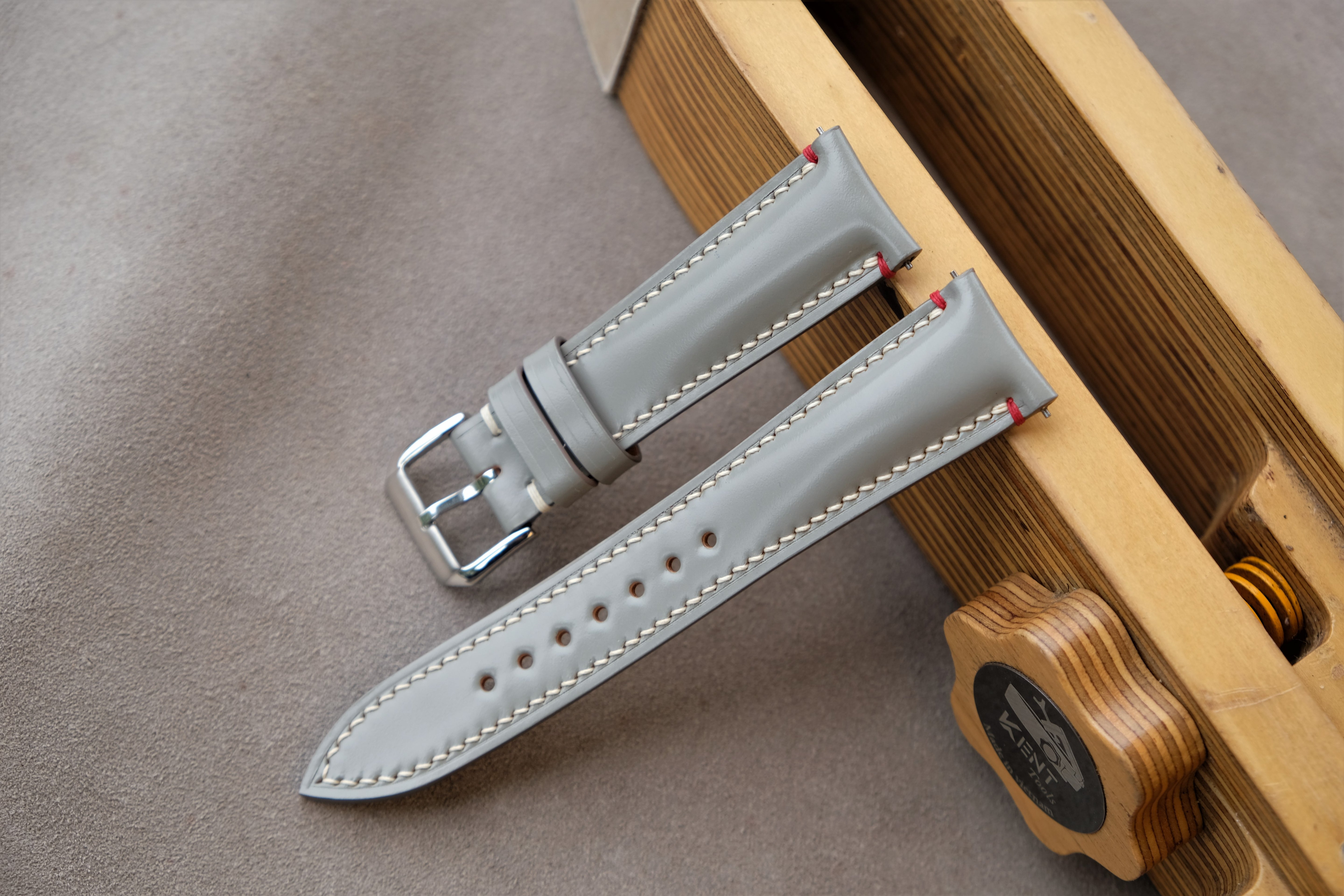 Gray Shinki Hikaku Shell Cordovan Leather Strap