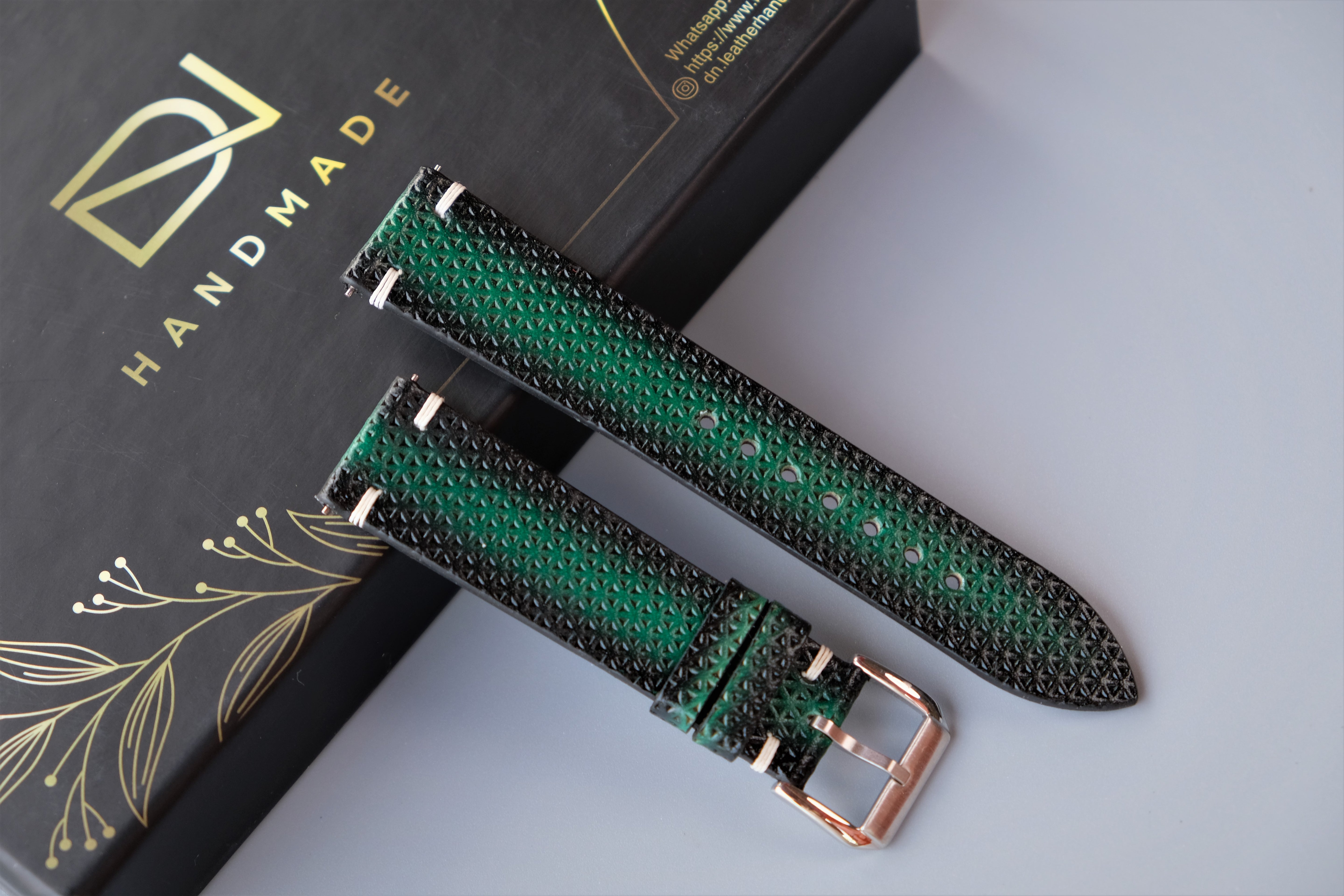 Green Veg-Tan Leather Watch Strap