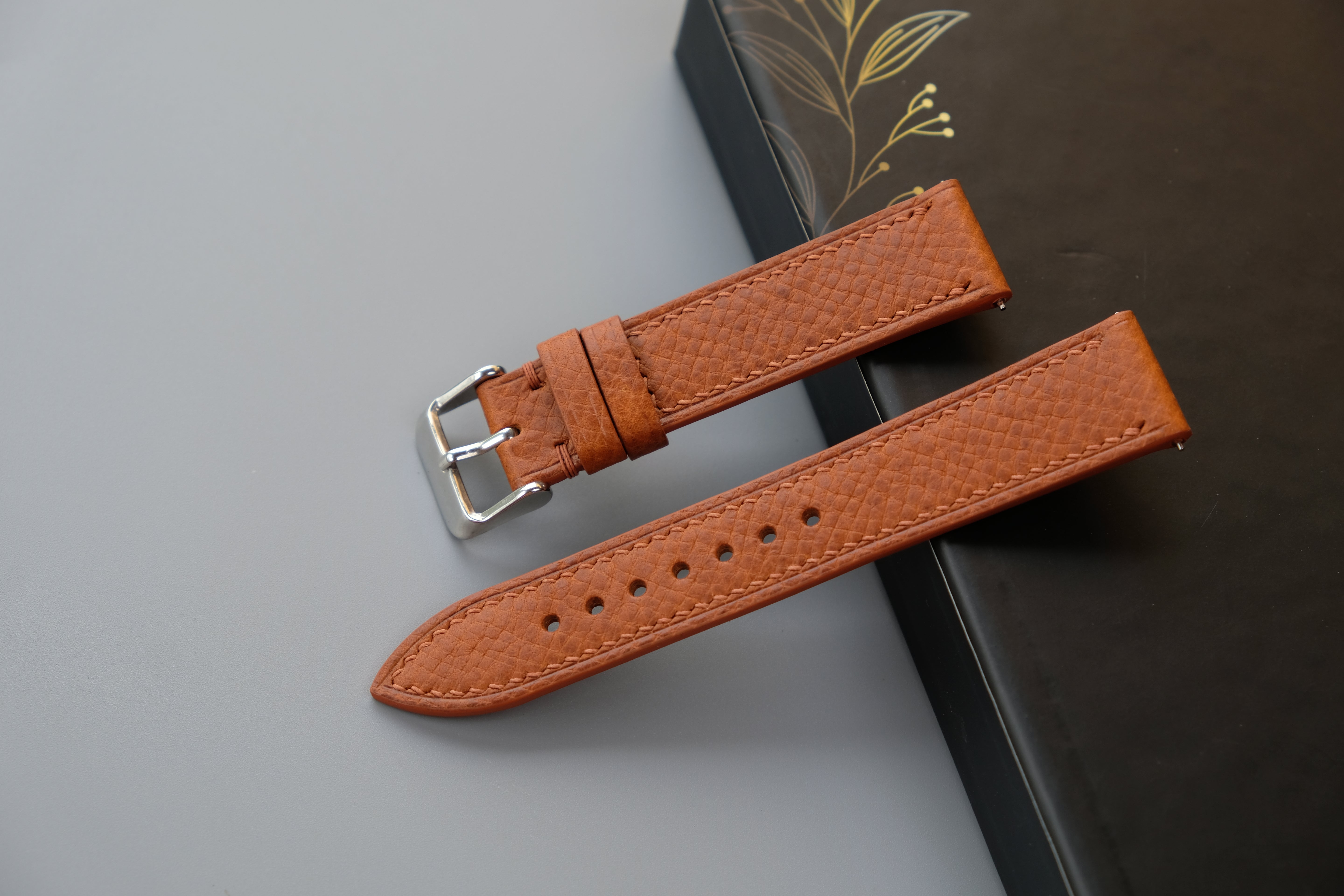 Light Brown Italian Leather Watch Strap – Badalassi PIN – Custom Sizes 10mm to 26mm