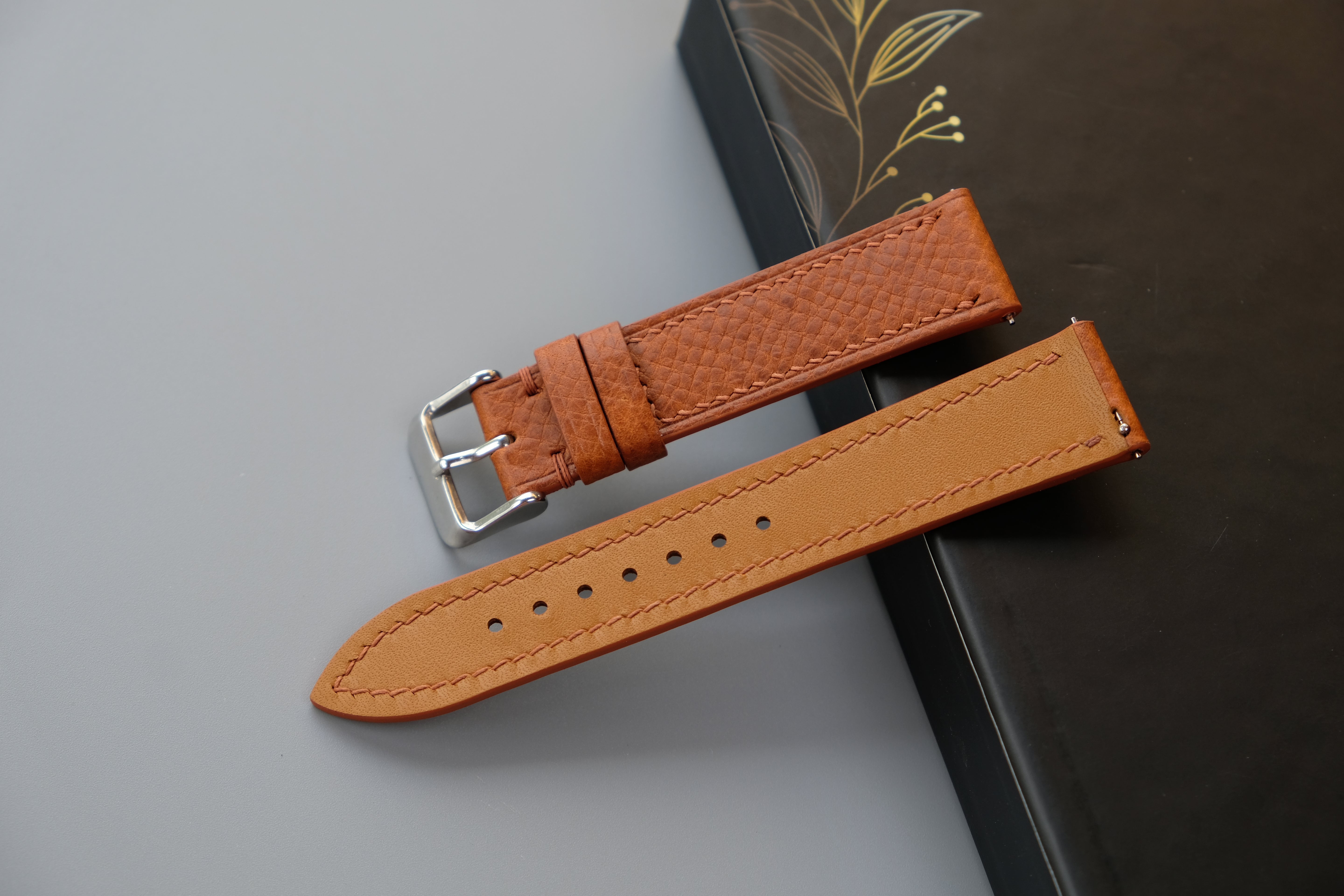 Light Brown Italian Leather Watch Strap – Badalassi PIN – Custom Sizes 10mm to 26mm