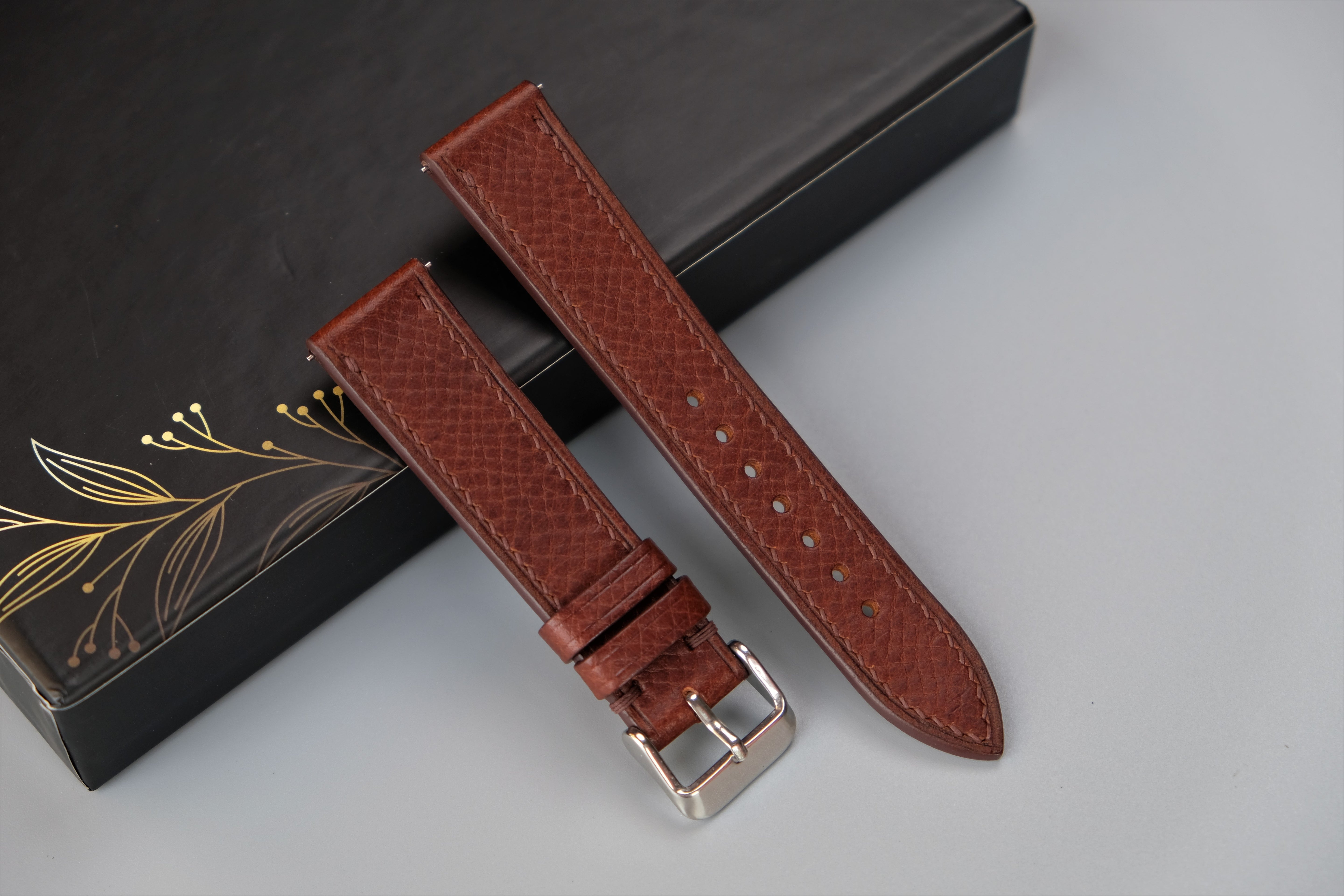 Brown Italian Leather Watch Strap – Badalassi PIN – Custom Sizes 10mm to 26mm