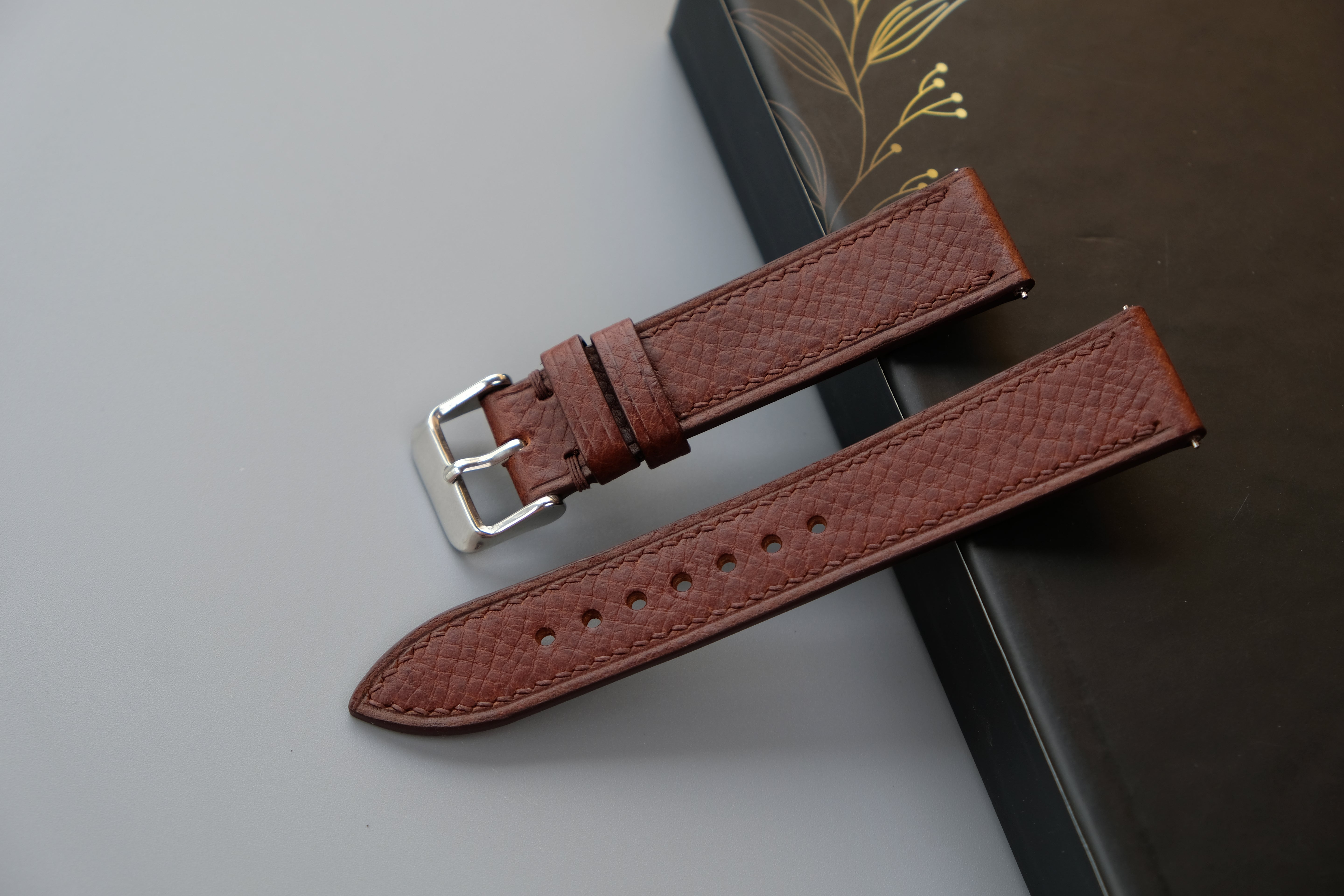 Brown Italian Leather Watch Strap – Badalassi PIN – Custom Sizes 10mm to 26mm