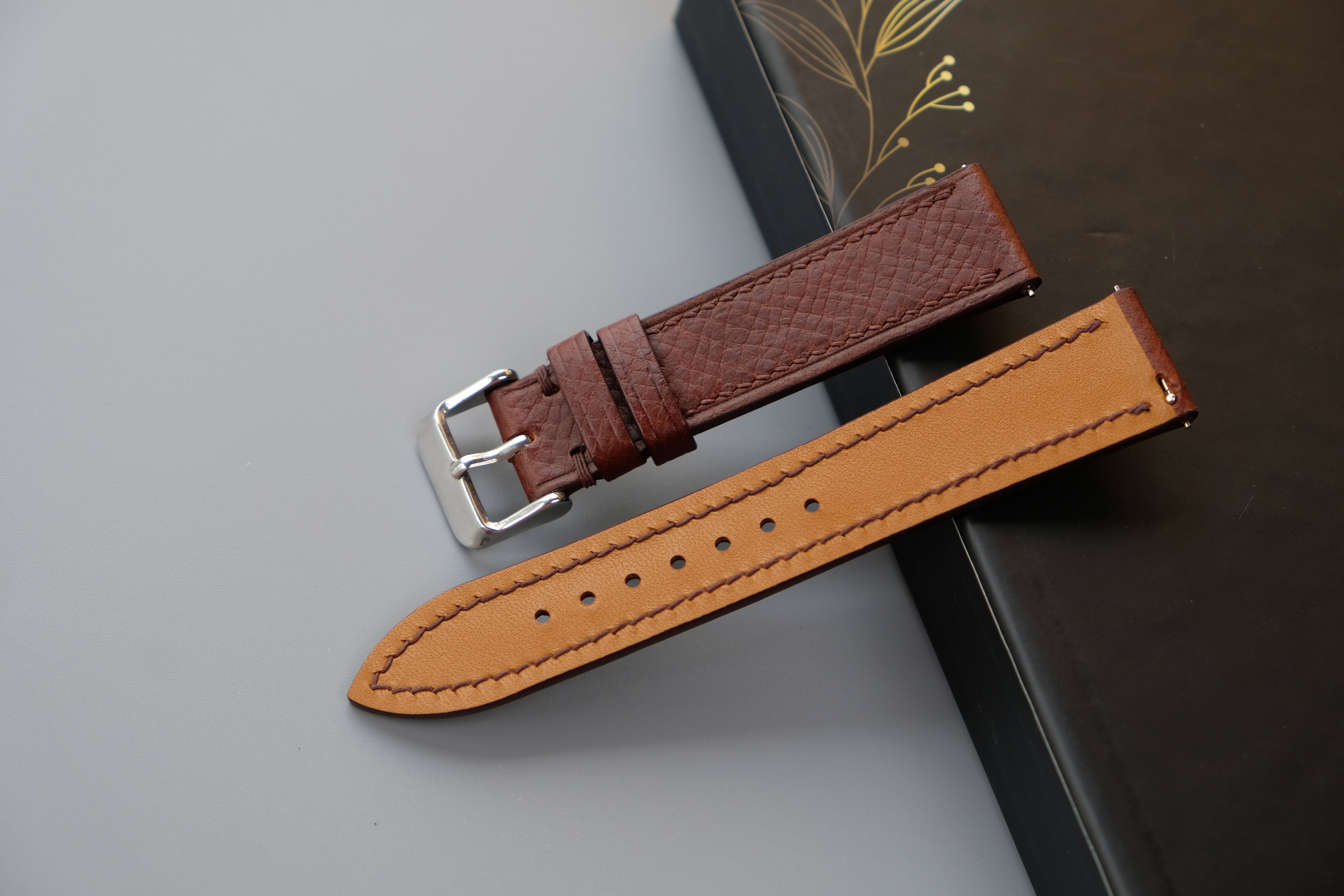 Brown Italian Leather Watch Strap – Badalassi PIN – Custom Sizes 10mm to 26mm