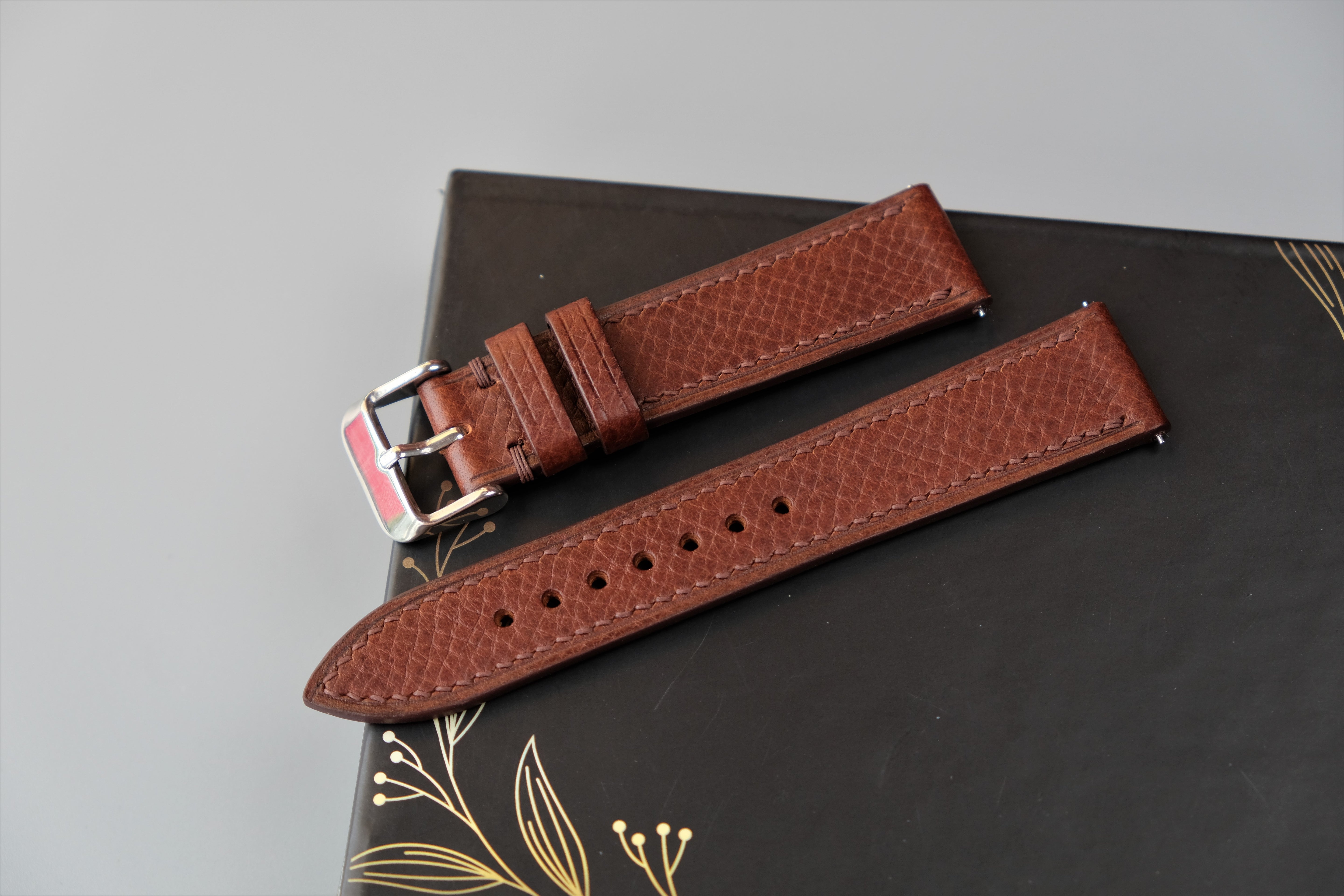 Brown Italian Leather Watch Strap – Badalassi PIN – Custom Sizes 10mm to 26mm