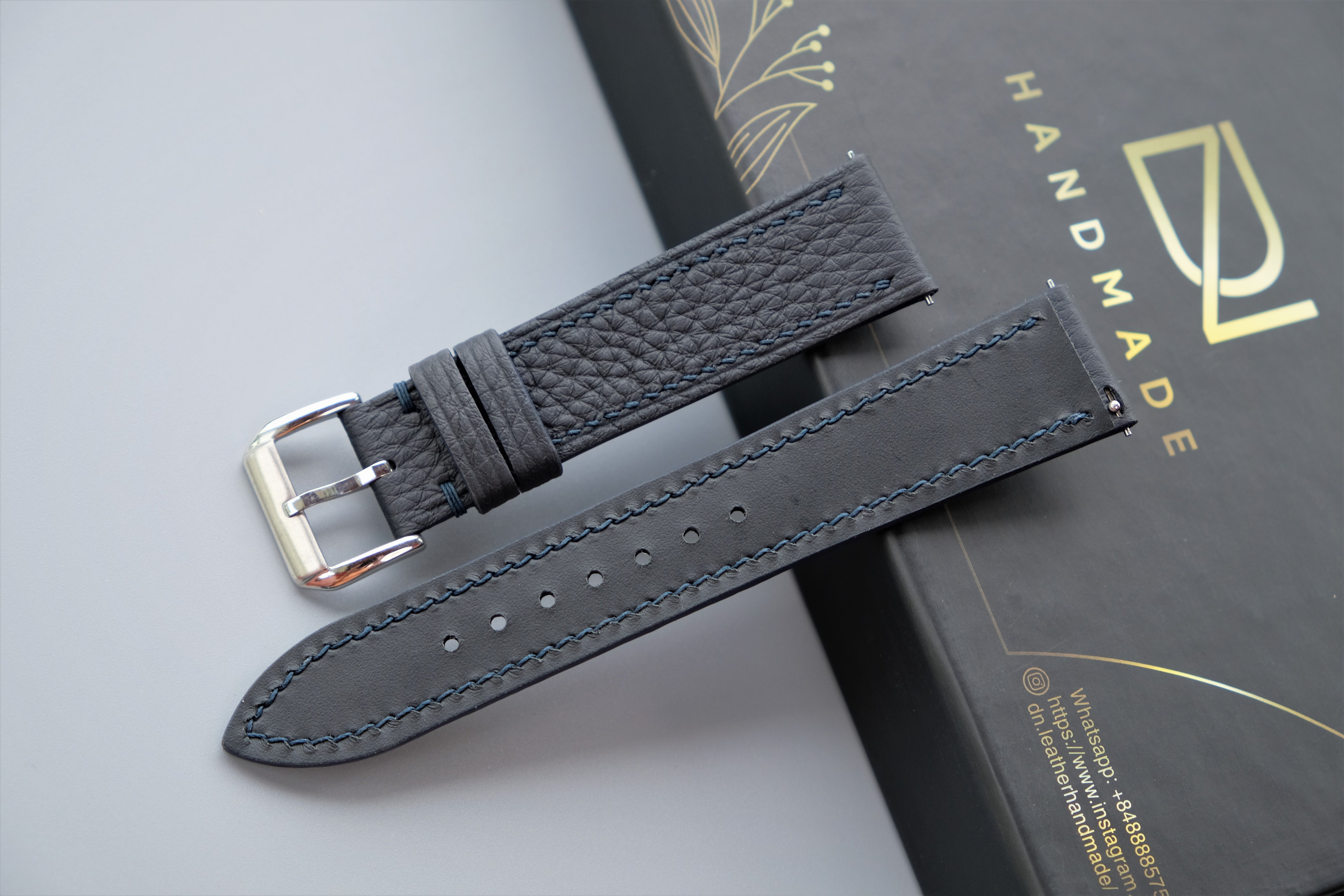 Dark Navy TOGO Calf Leather Watch Strap