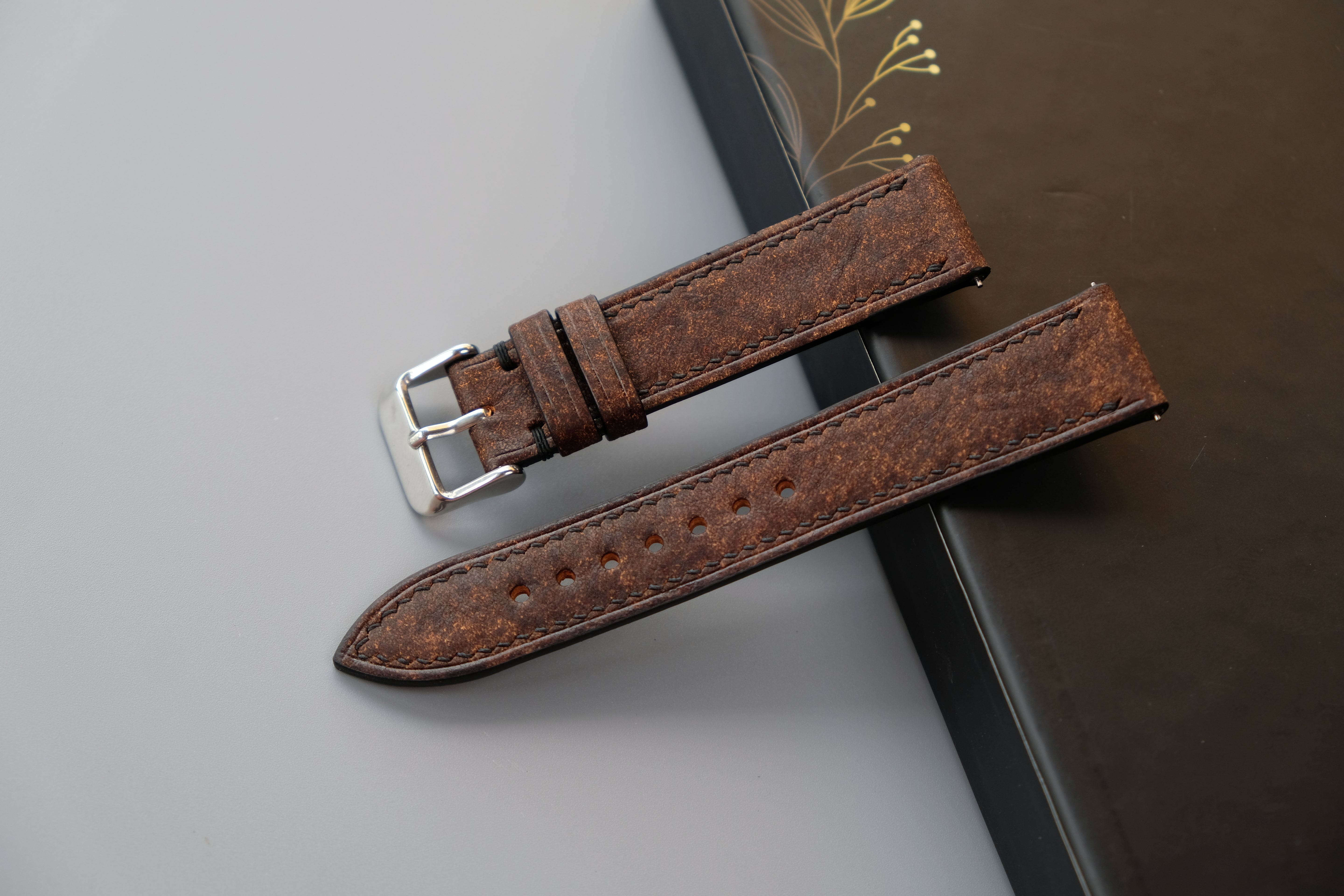Brown Italian Leather Watch Strap – Badalassi HABANA – Custom Sizes 10mm to 26mm