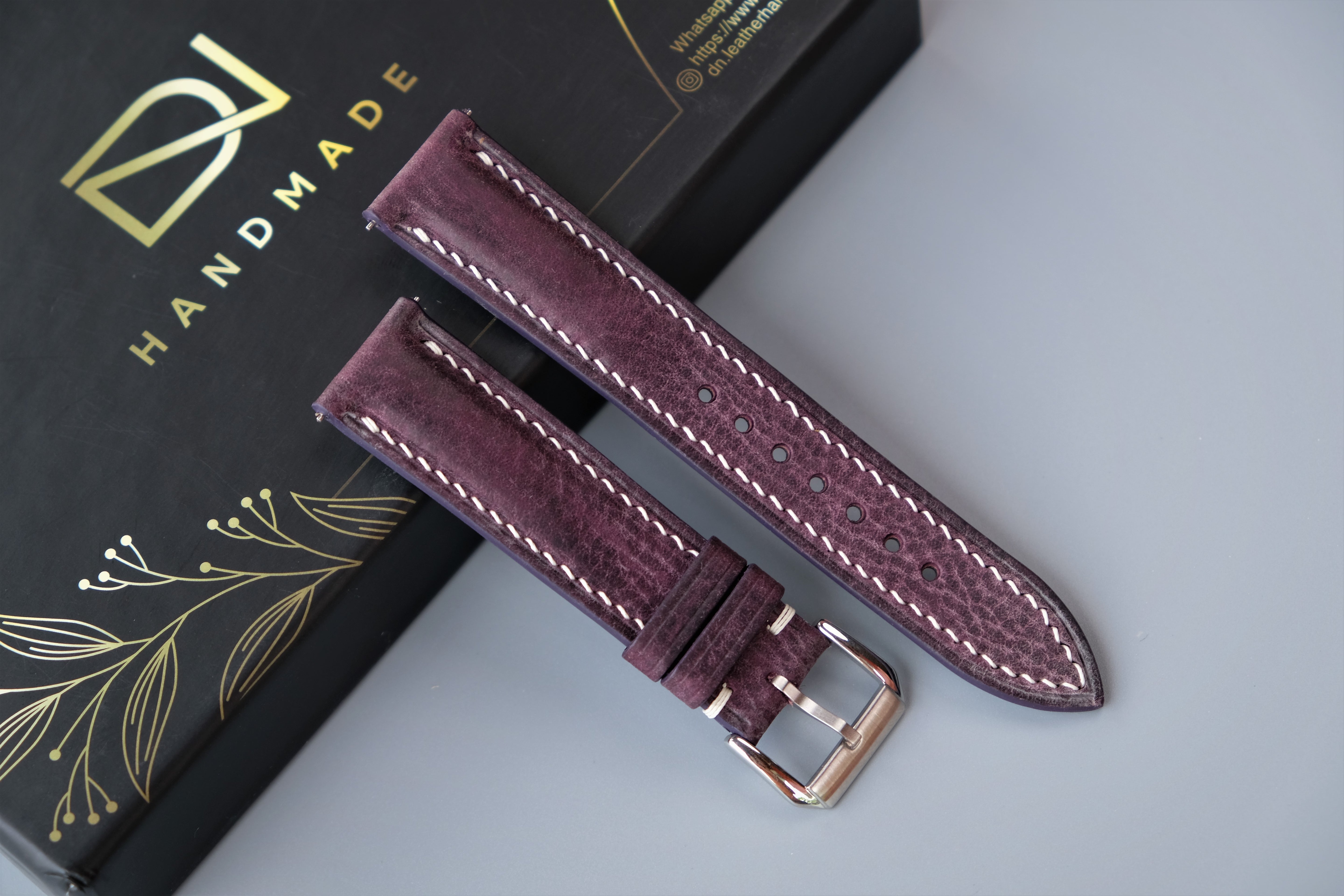 Purple MBOX WAX Leather Watch Strap
