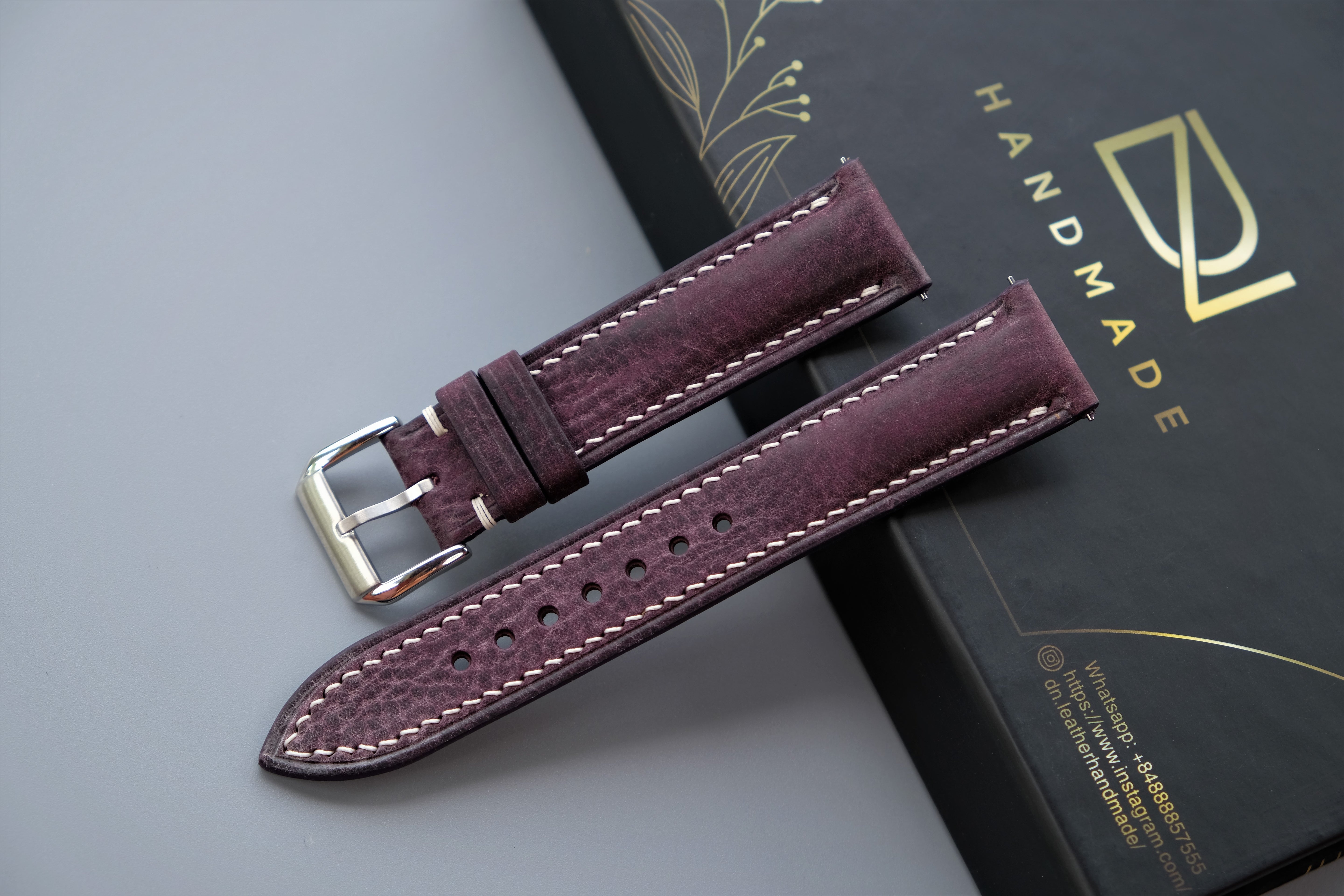 Purple MBOX WAX Leather Watch Strap