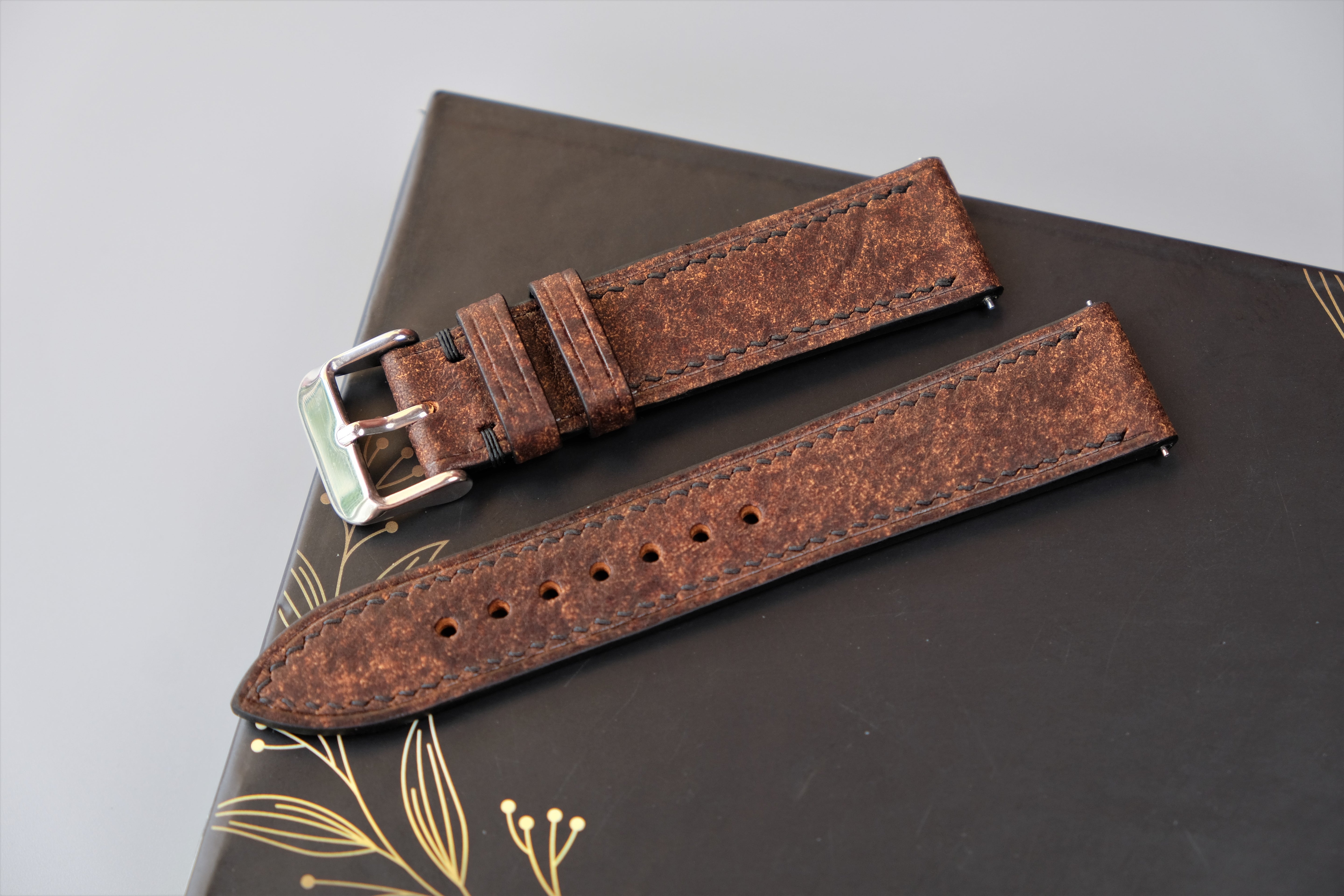 Brown Italian Leather Watch Strap – Badalassi HABANA – Custom Sizes 10mm to 26mm