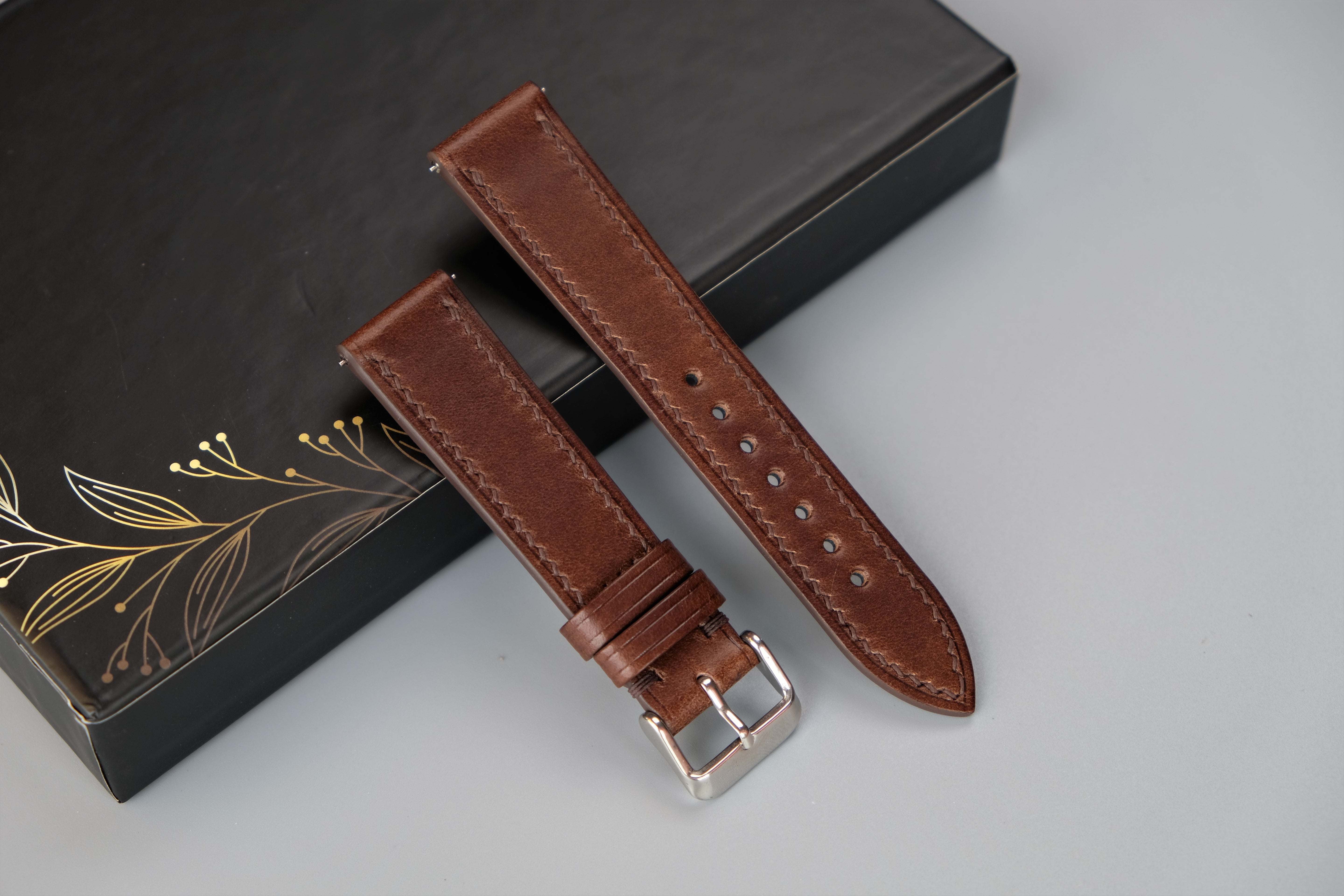 Brown Italian Leather Watch Strap – BUTTERO MUSEUM – Custom Sizes 10mm to 26mm