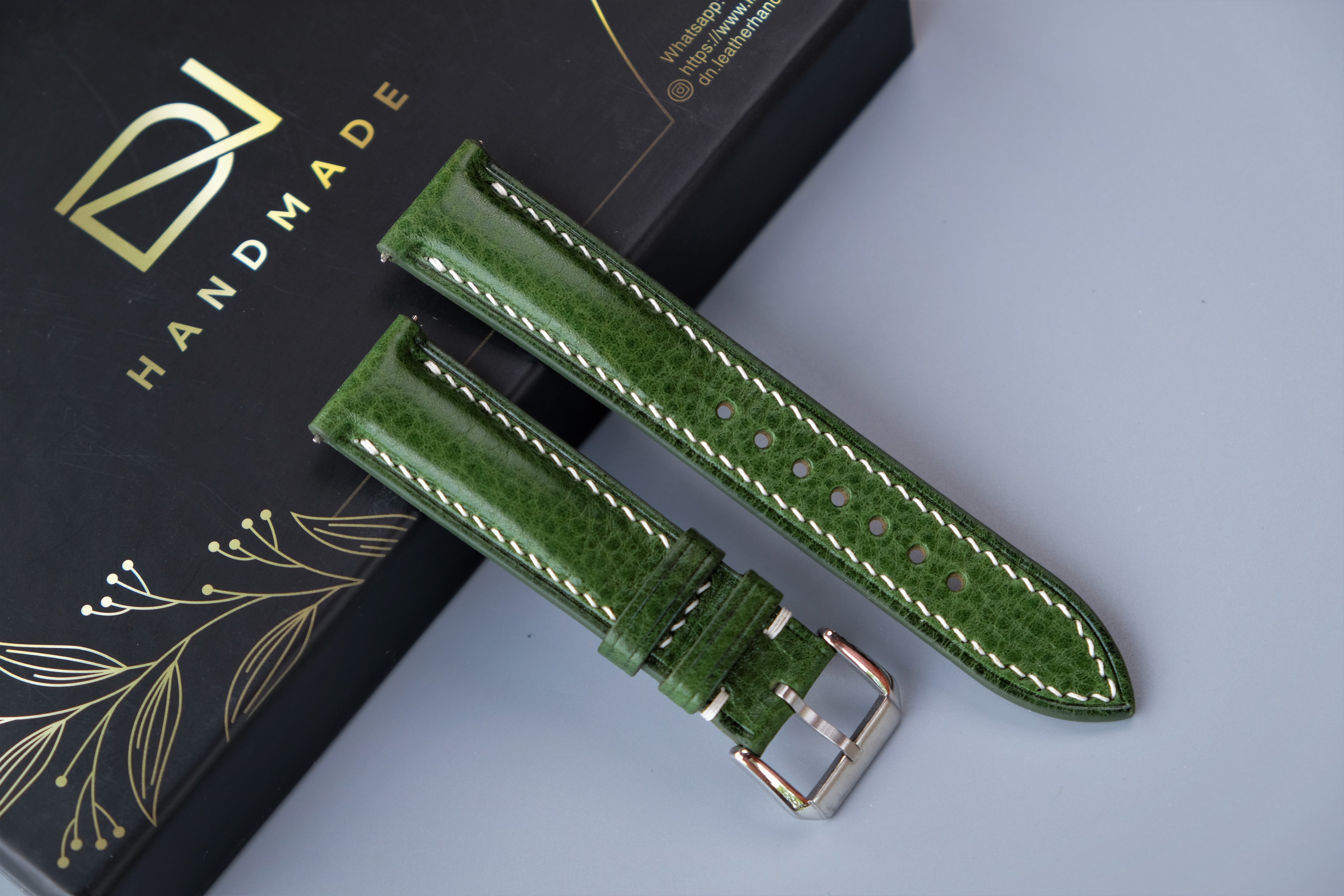Green MBOX LUX Leather Watch Strap