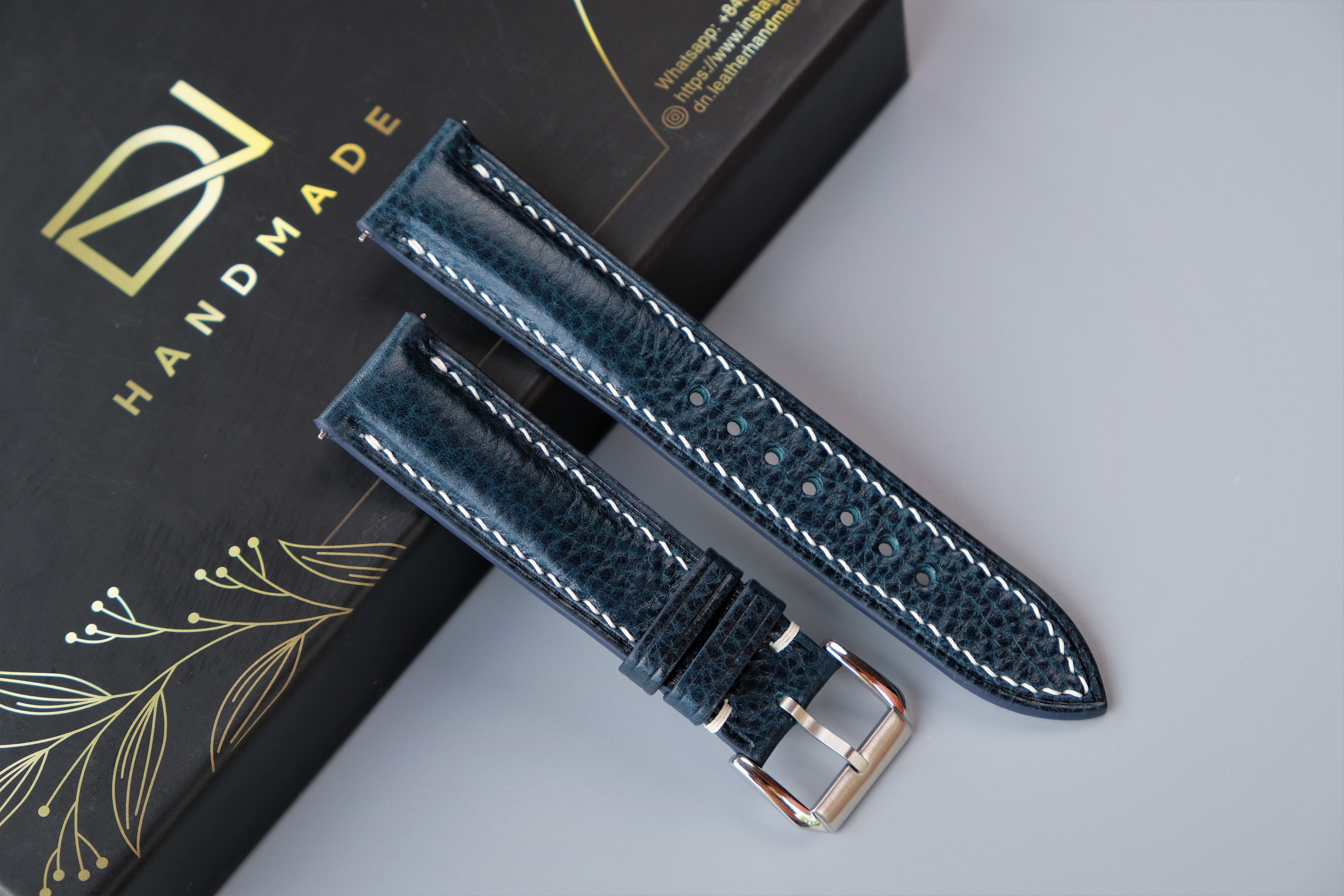 Prussian Blue MBOX LUX Leather Watch Strap