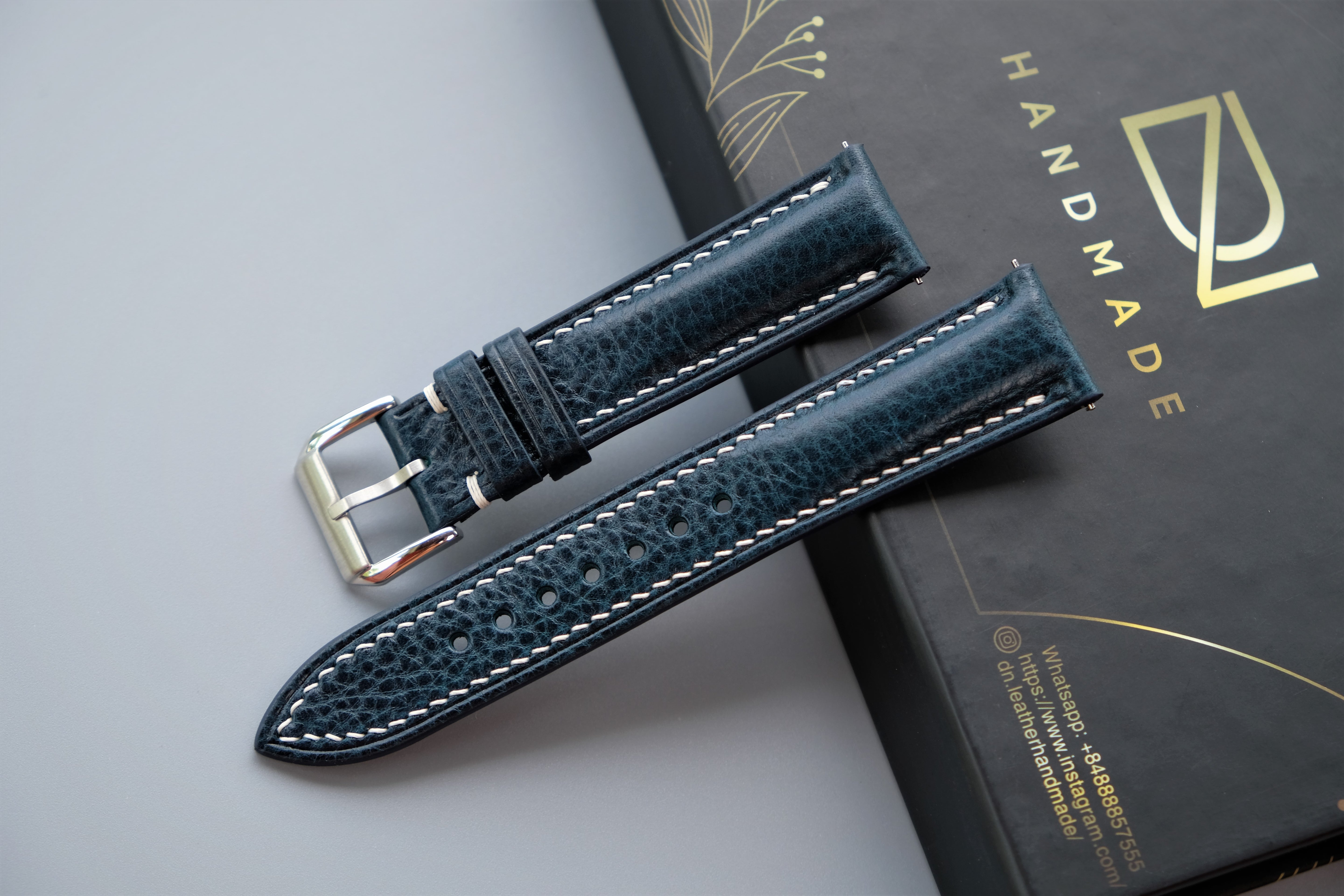 Prussian Blue MBOX LUX Leather Watch Strap