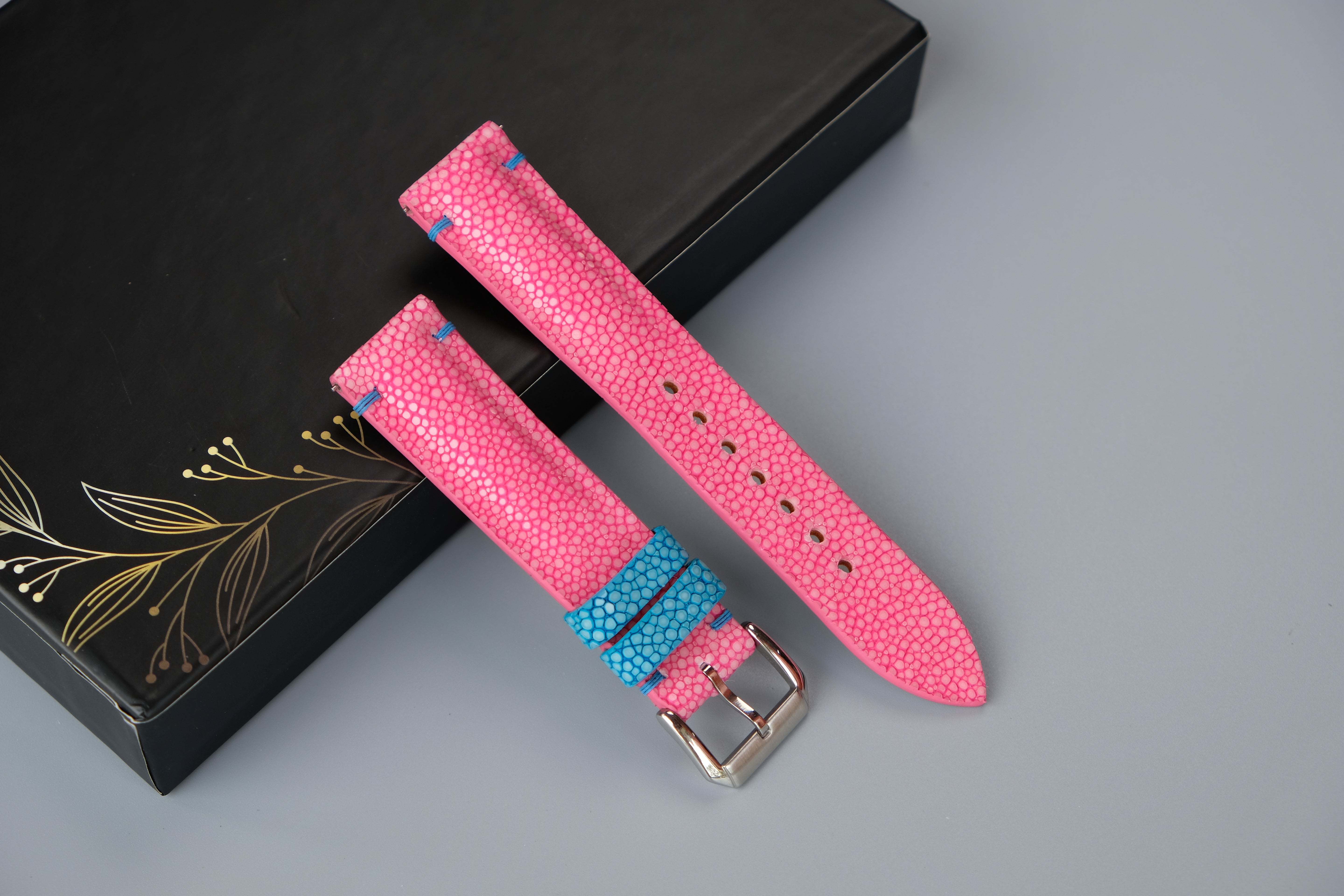 Pink Stingray Leather Watch Strap – Custom Sizes 10mm to 26mm