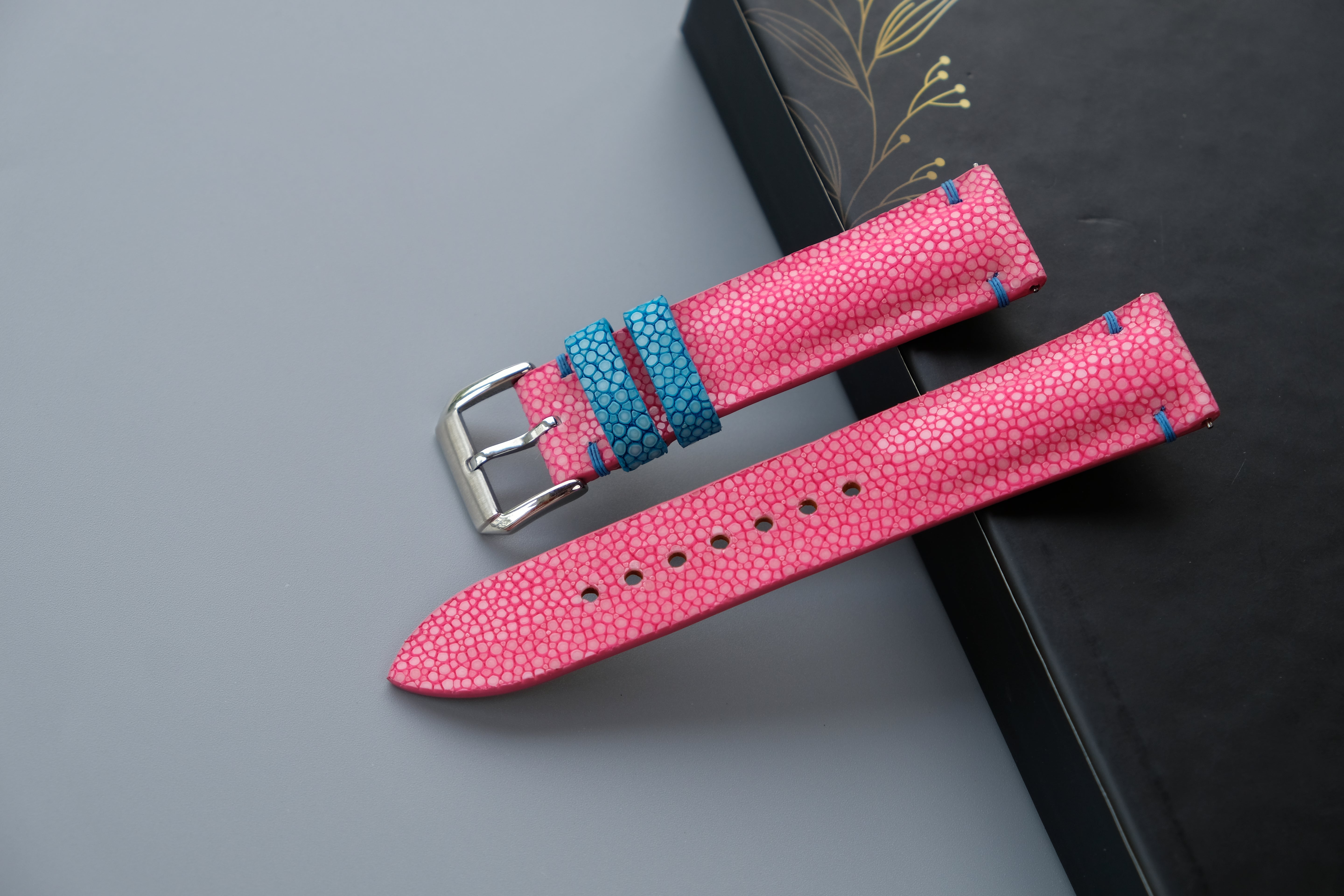 Pink Stingray Leather Watch Strap – Custom Sizes 10mm to 26mm