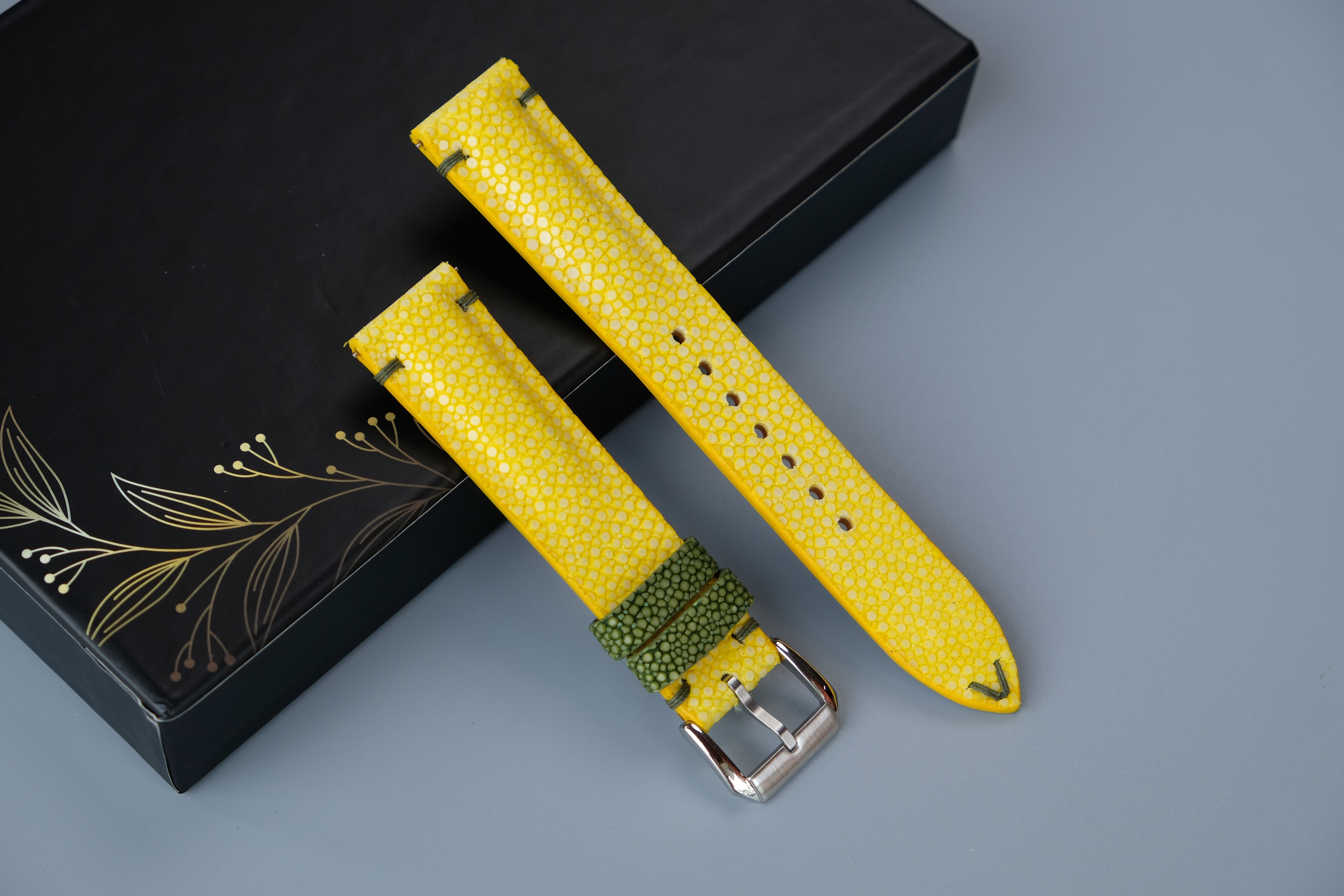 Yellow Stingray Leather Watch Strap – Custom Sizes 10mm to 26mm