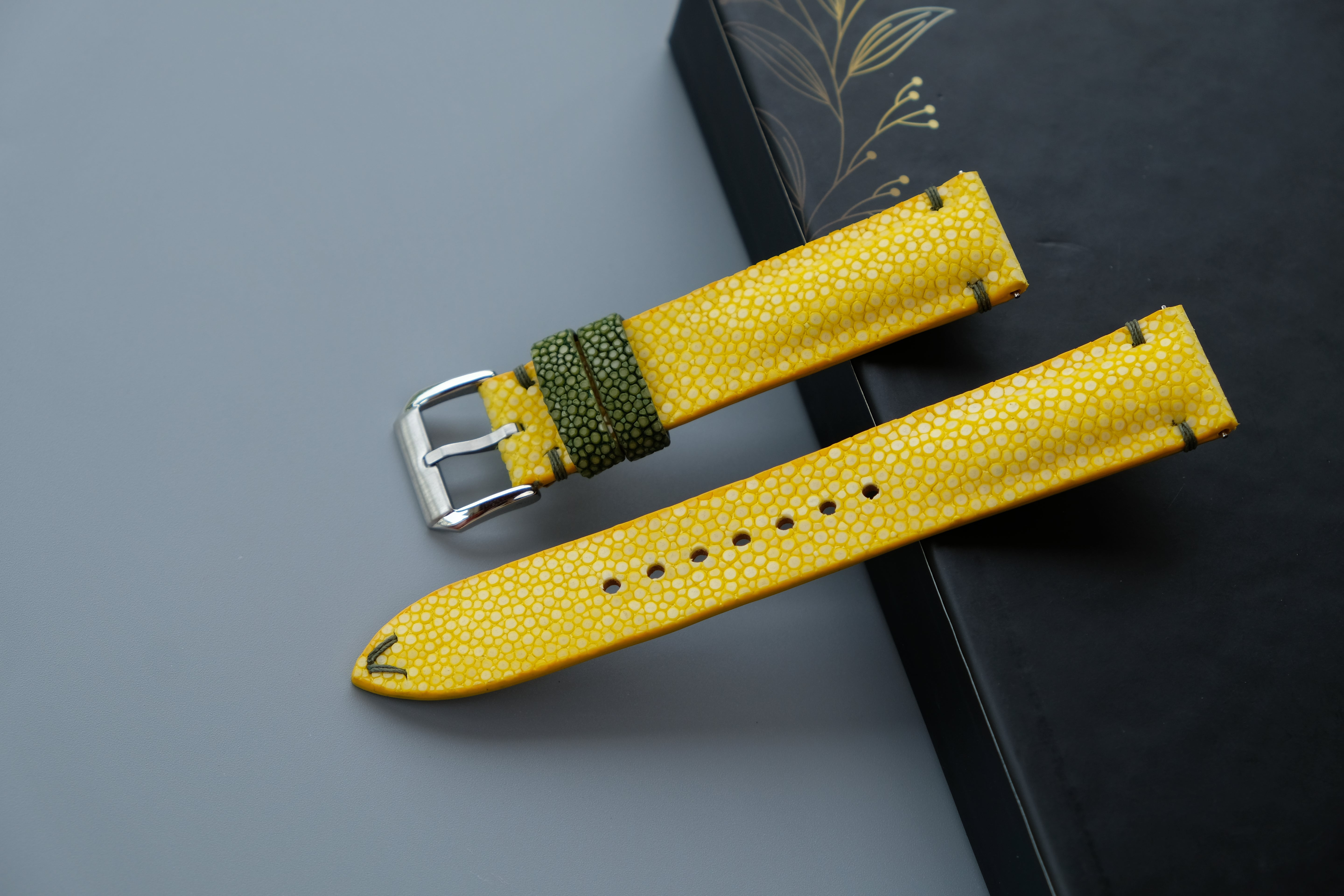 Yellow Stingray Leather Watch Strap – Custom Sizes 10mm to 26mm