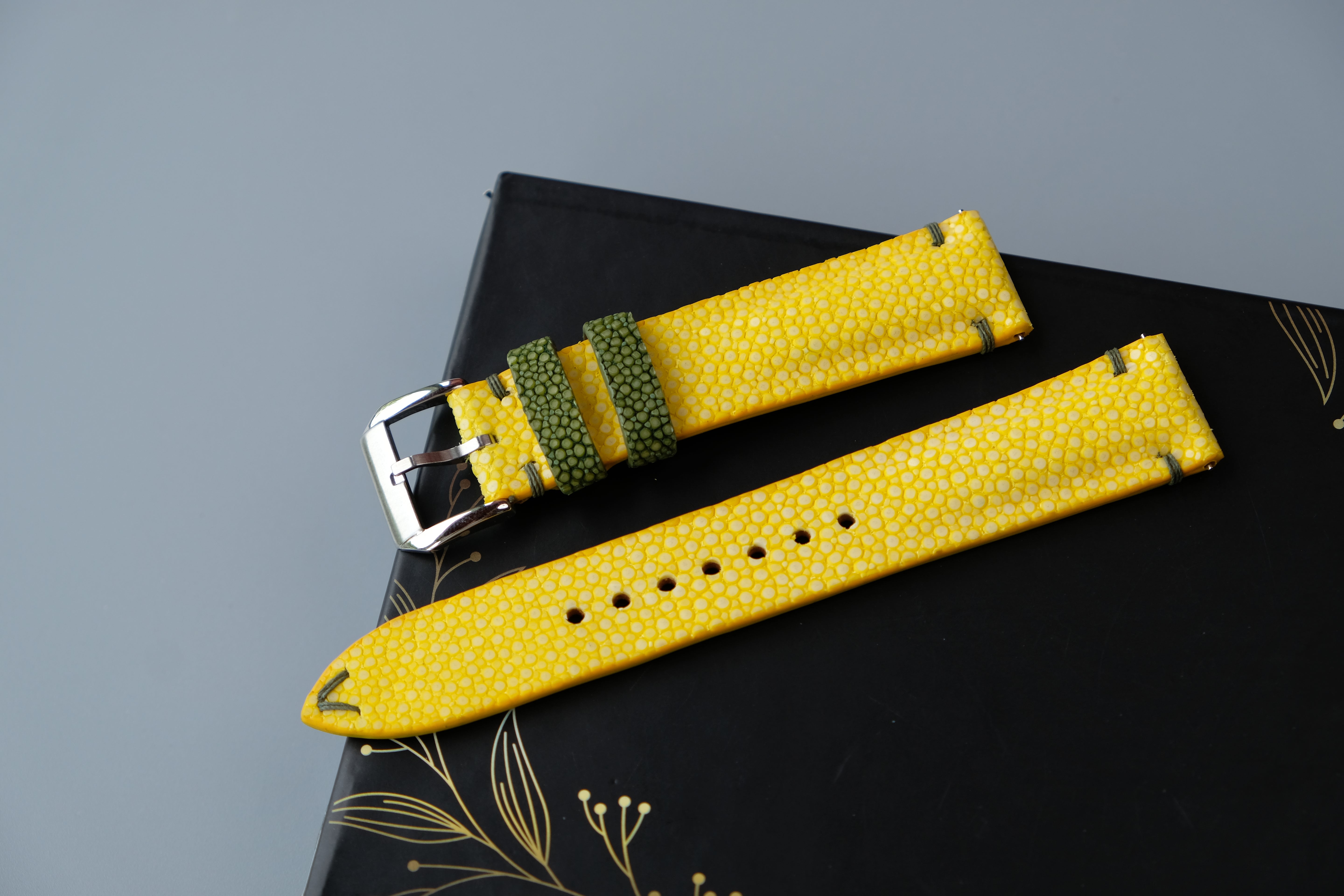 Yellow Stingray Leather Watch Strap – Custom Sizes 10mm to 26mm