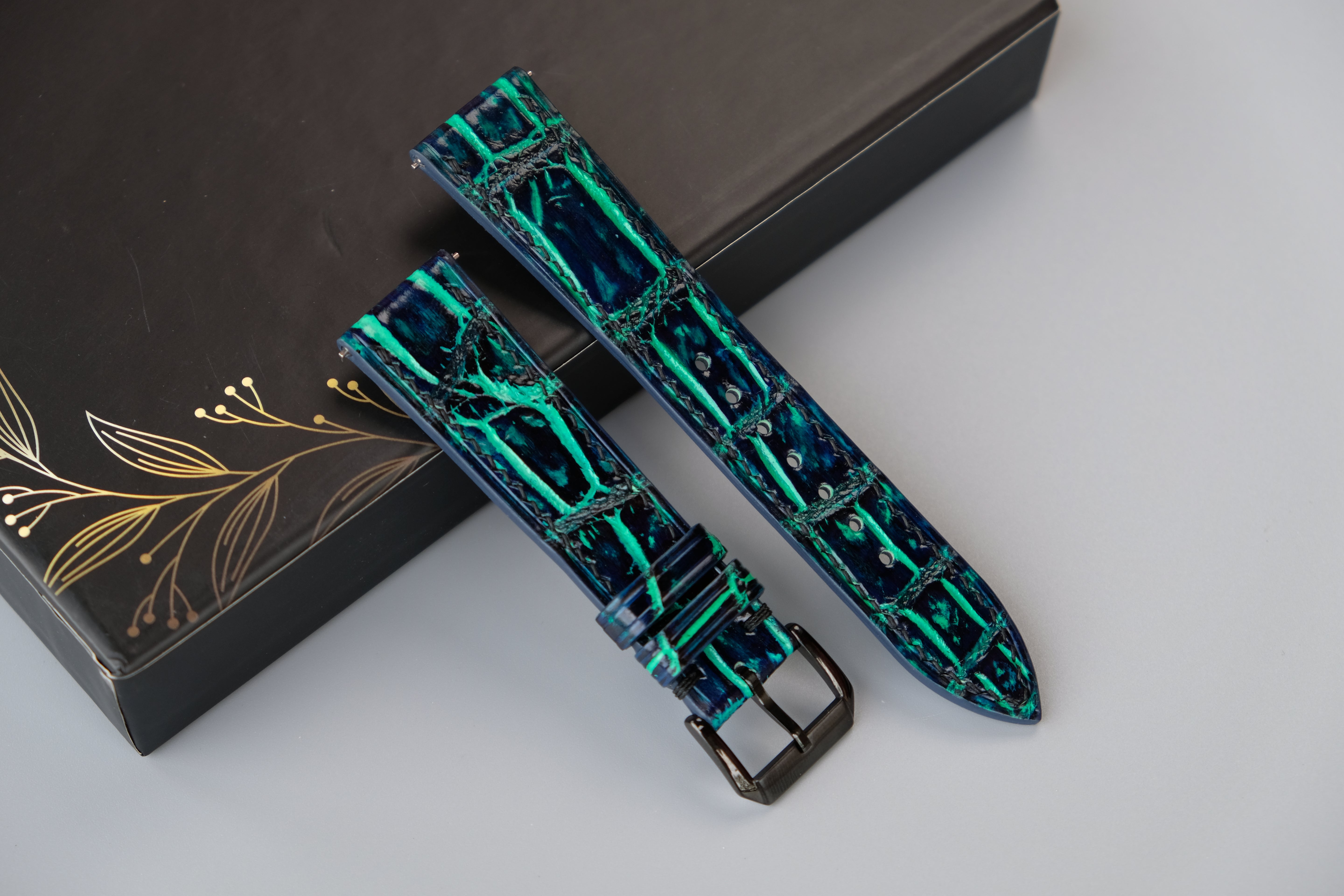 Hand-dyed Alligator Leather Watch Strap - Custom Sizes From 26mm to 10mm