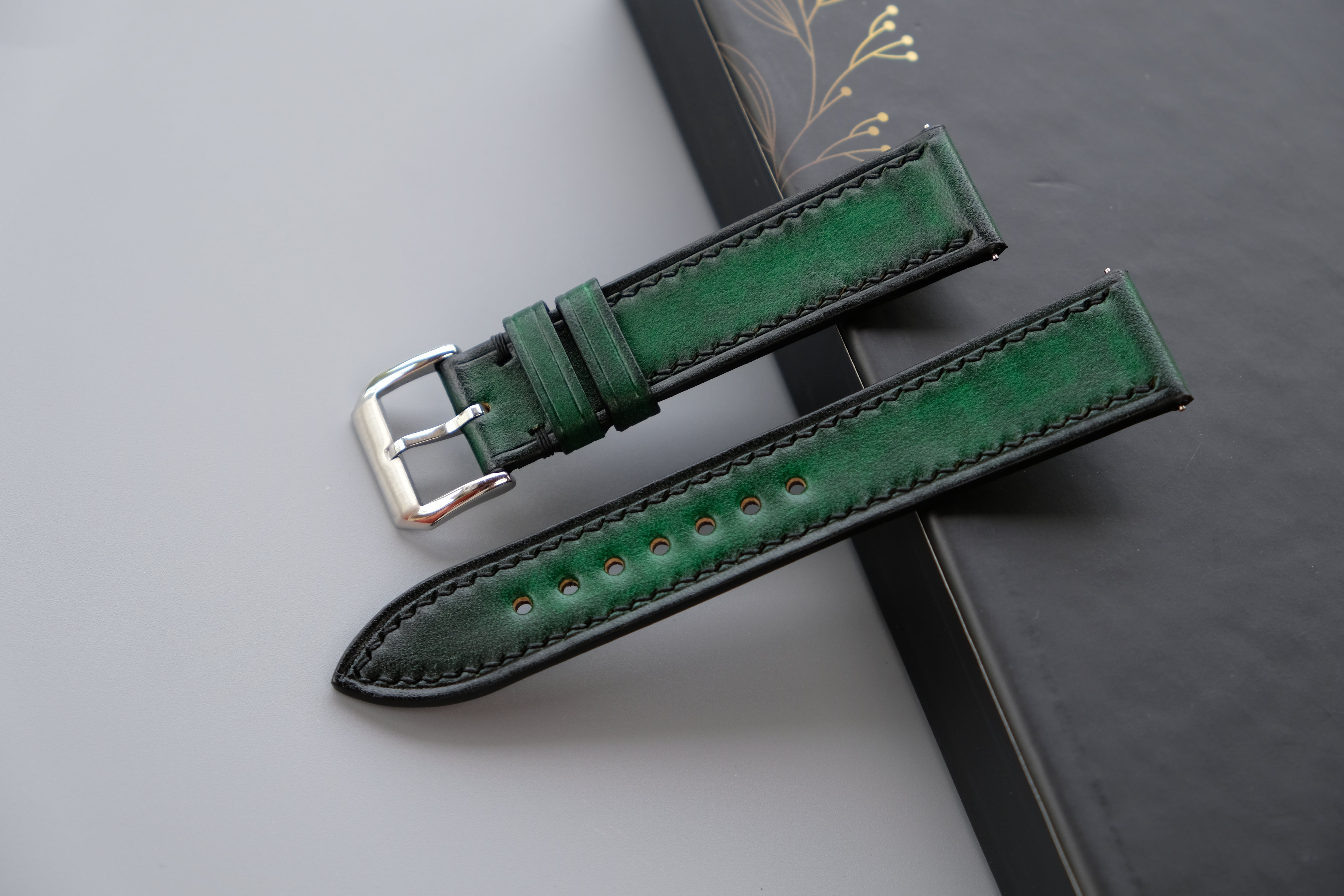 PATINA Green Veg-Tan Leather Watch Strap – Custom Sizes 10mm to 26mm