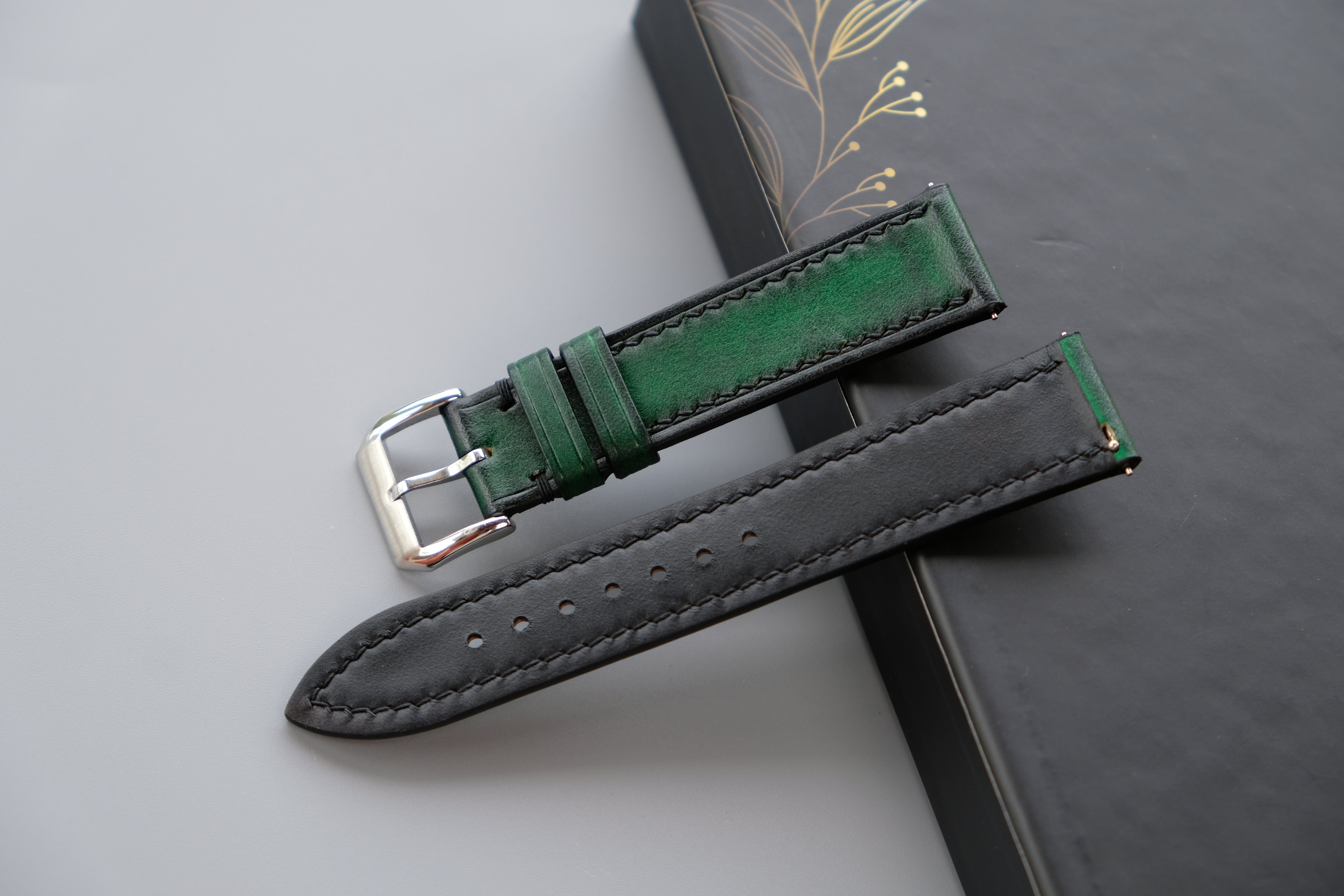 PATINA Green Veg-Tan Leather Watch Strap – Custom Sizes 10mm to 26mm