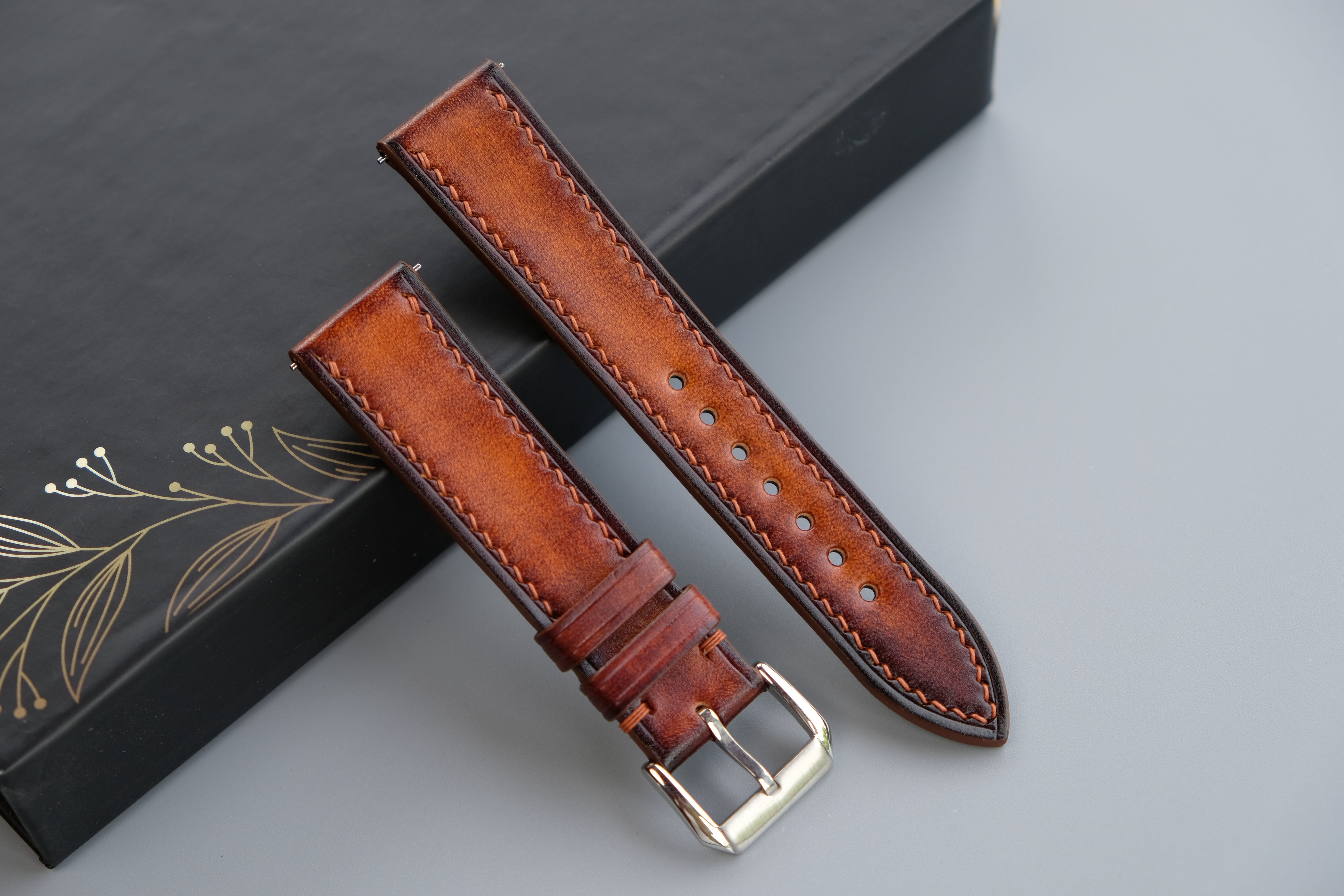 PATINA Light Brown Veg-Tan Leather Watch Strap – Custom Sizes 10mm to 26mm