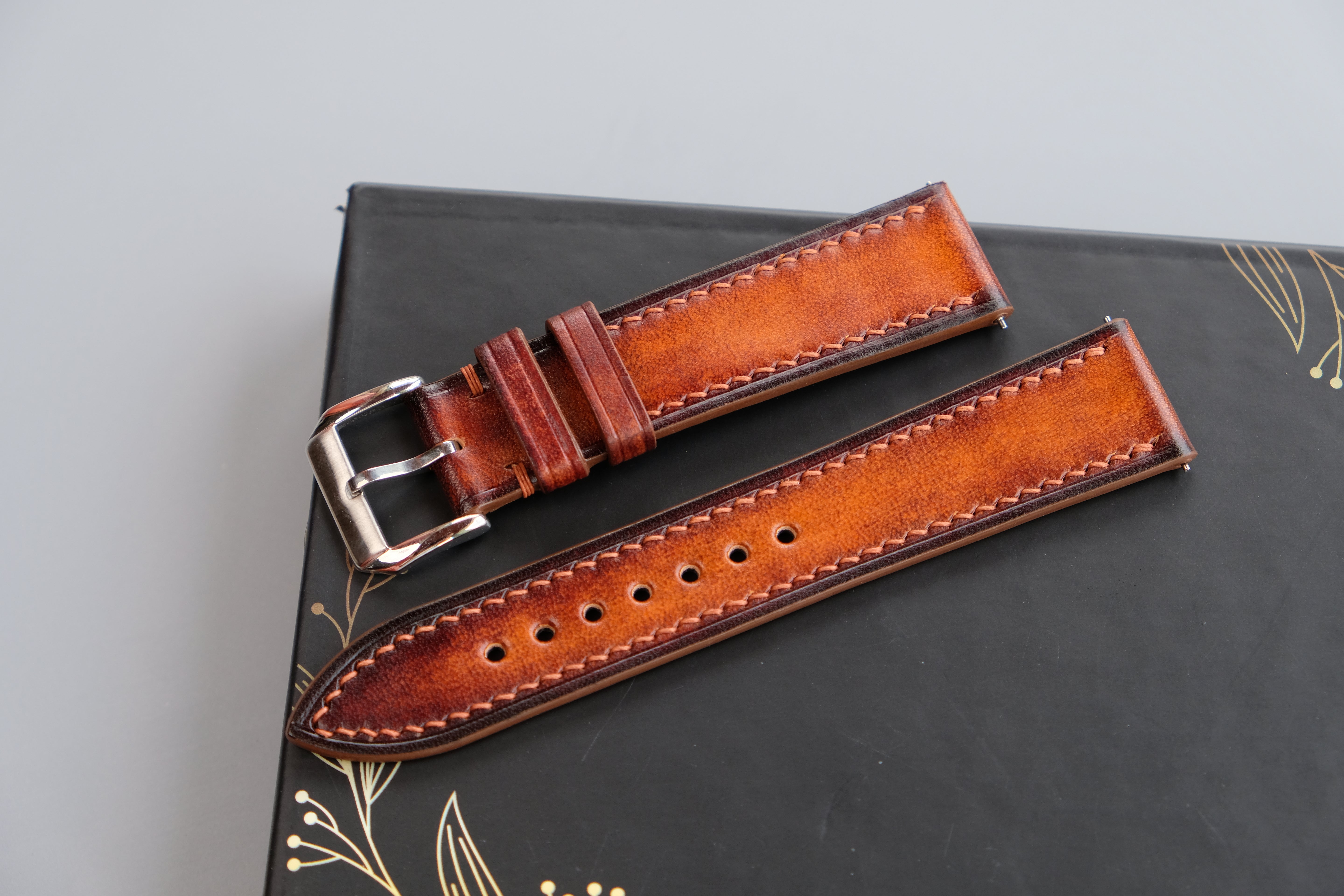 PATINA Light Brown Veg-Tan Leather Watch Strap – Custom Sizes 10mm to 26mm