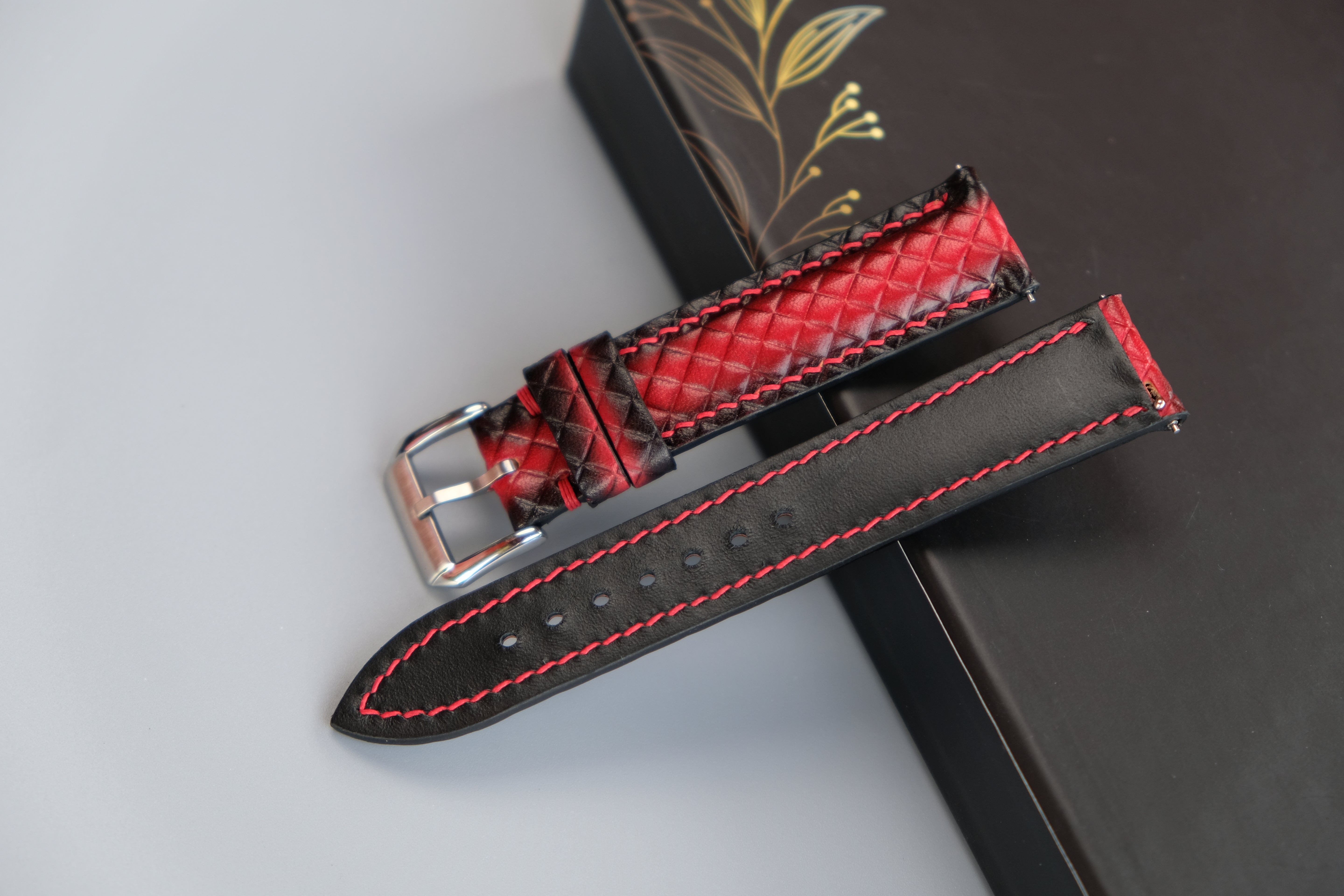 PATINA RED Veg-Tan Leather Watch Strap – Custom Sizes 10mm to 26mm