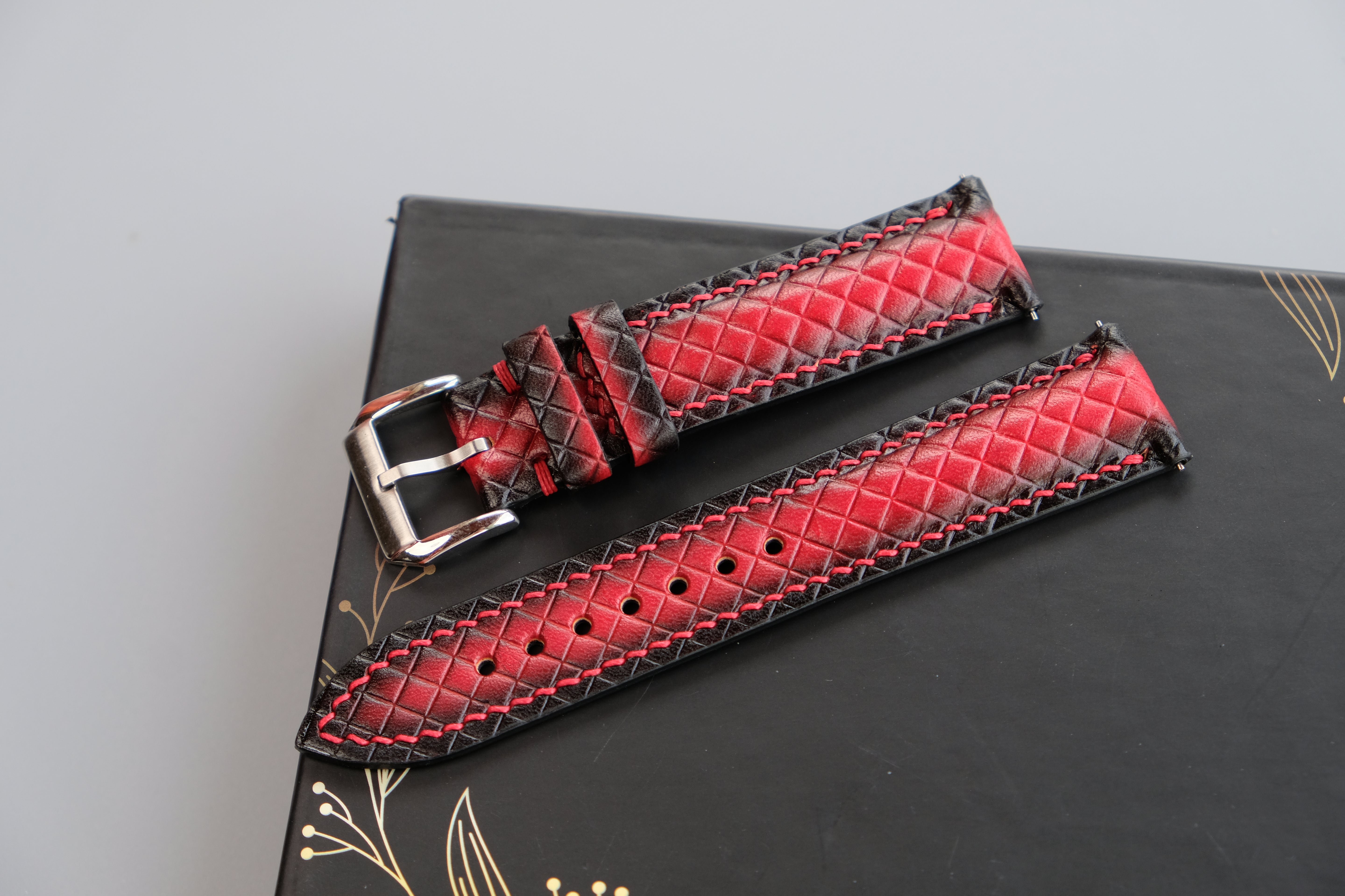 PATINA RED Veg-Tan Leather Watch Strap – Custom Sizes 10mm to 26mm