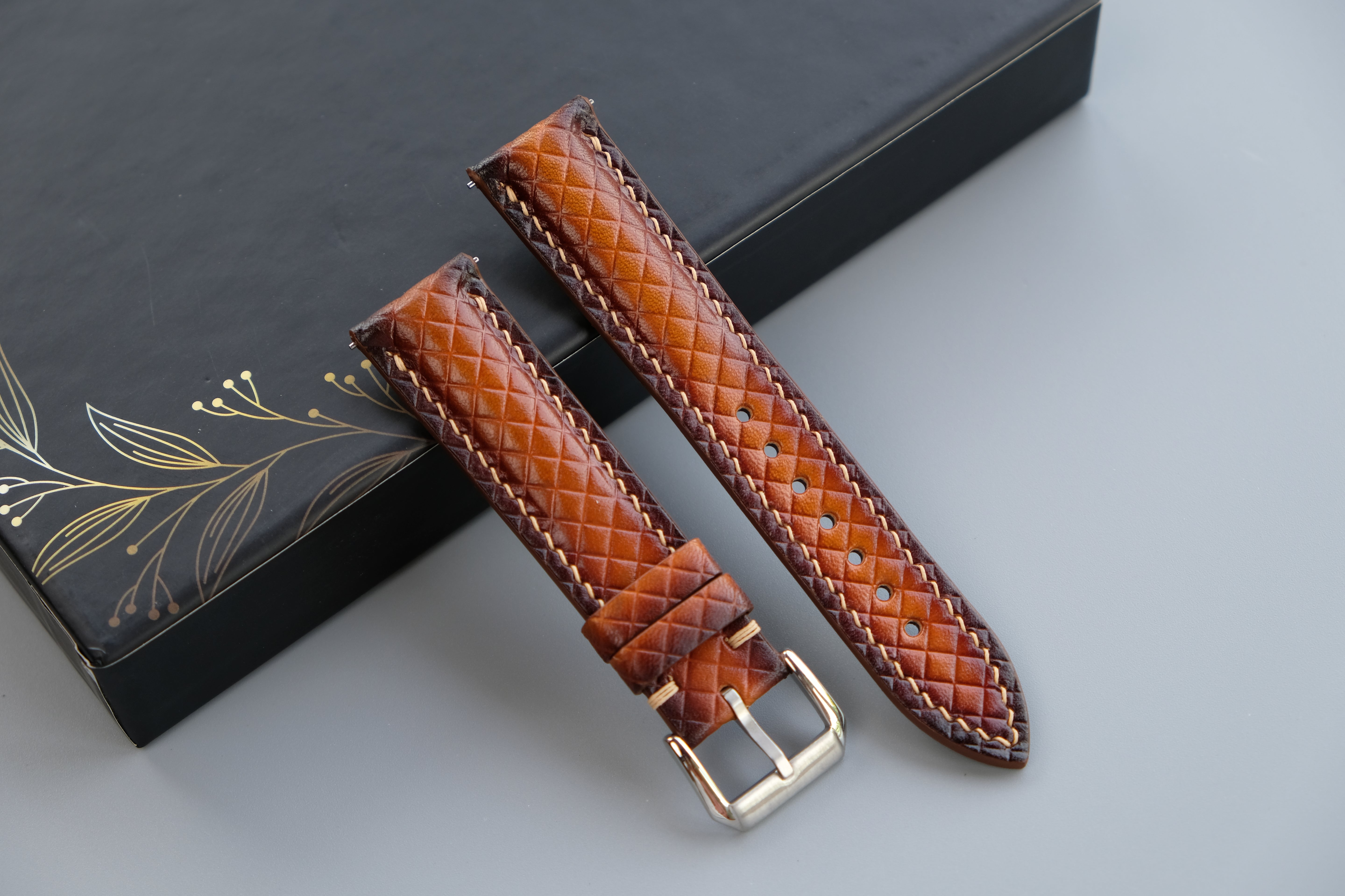 PATINA Light Brown Veg-Tan Leather Watch Strap – Custom Sizes 10mm to 26mm