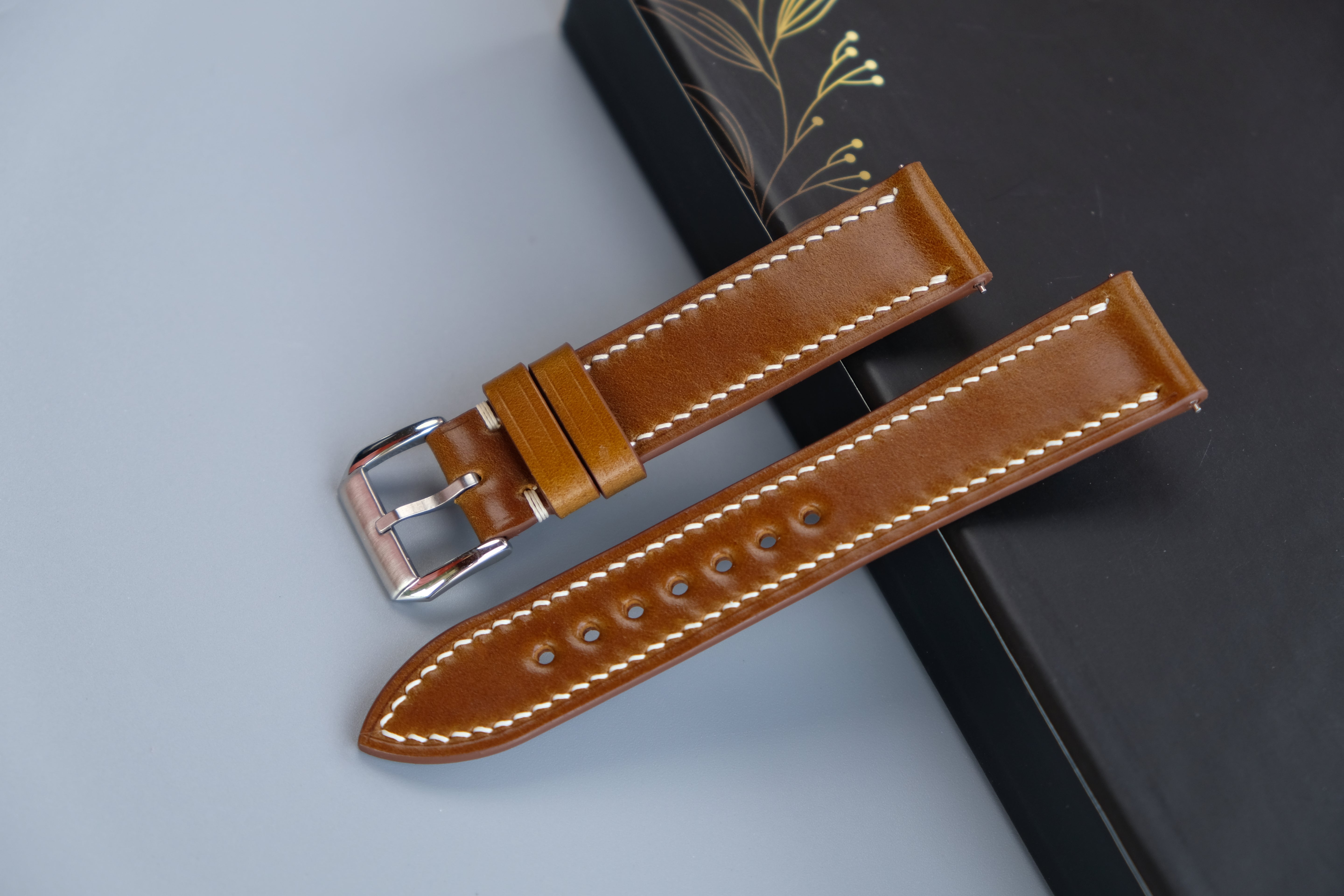 Amber Brown Shinki Hikaku Shell Cordovan Strap - Custom Sizes 10mm to 26mm