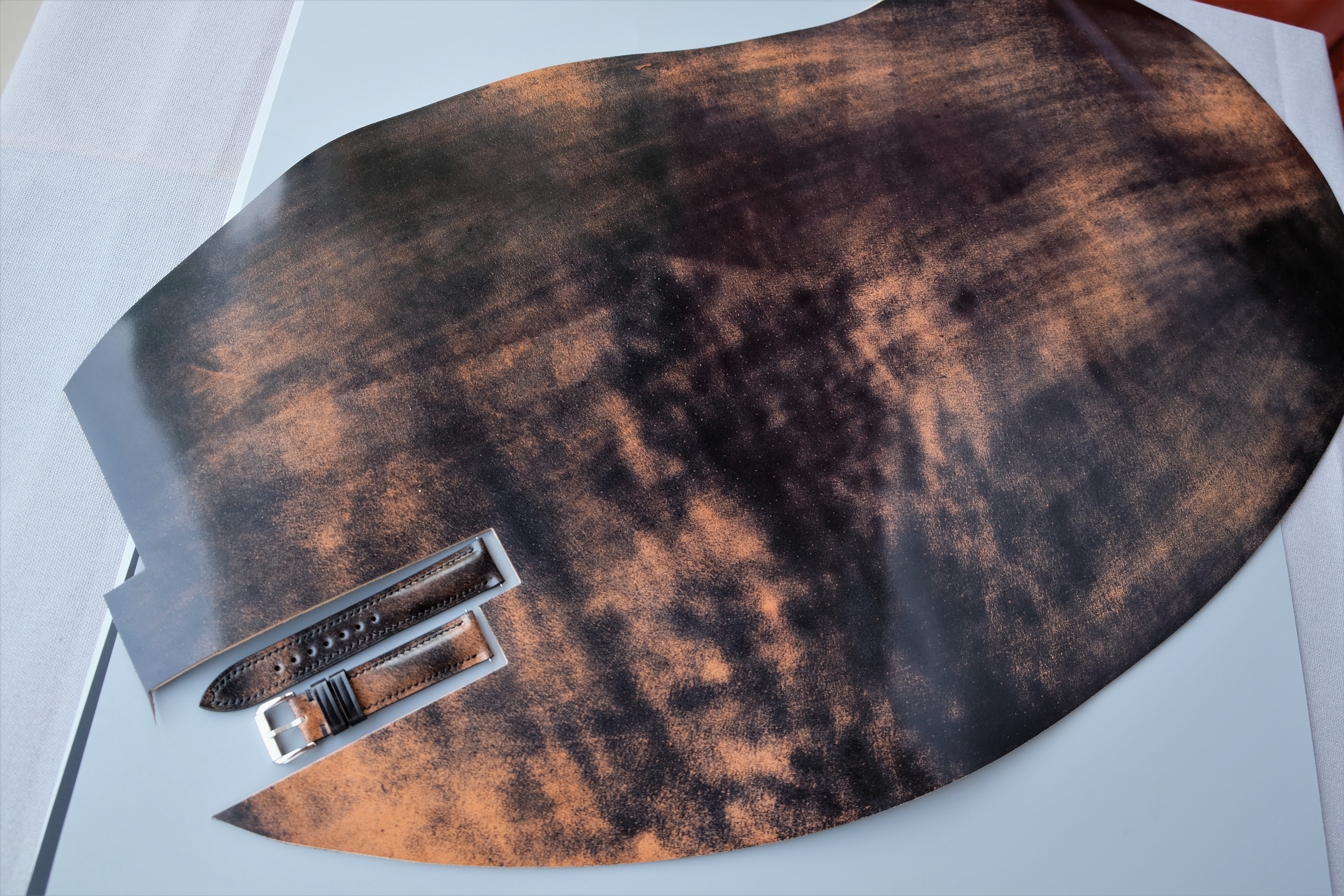 MARBLED BLACK Rocado Shell Cordovan Watch Strap – Custom Sizes 10mm to 26mm