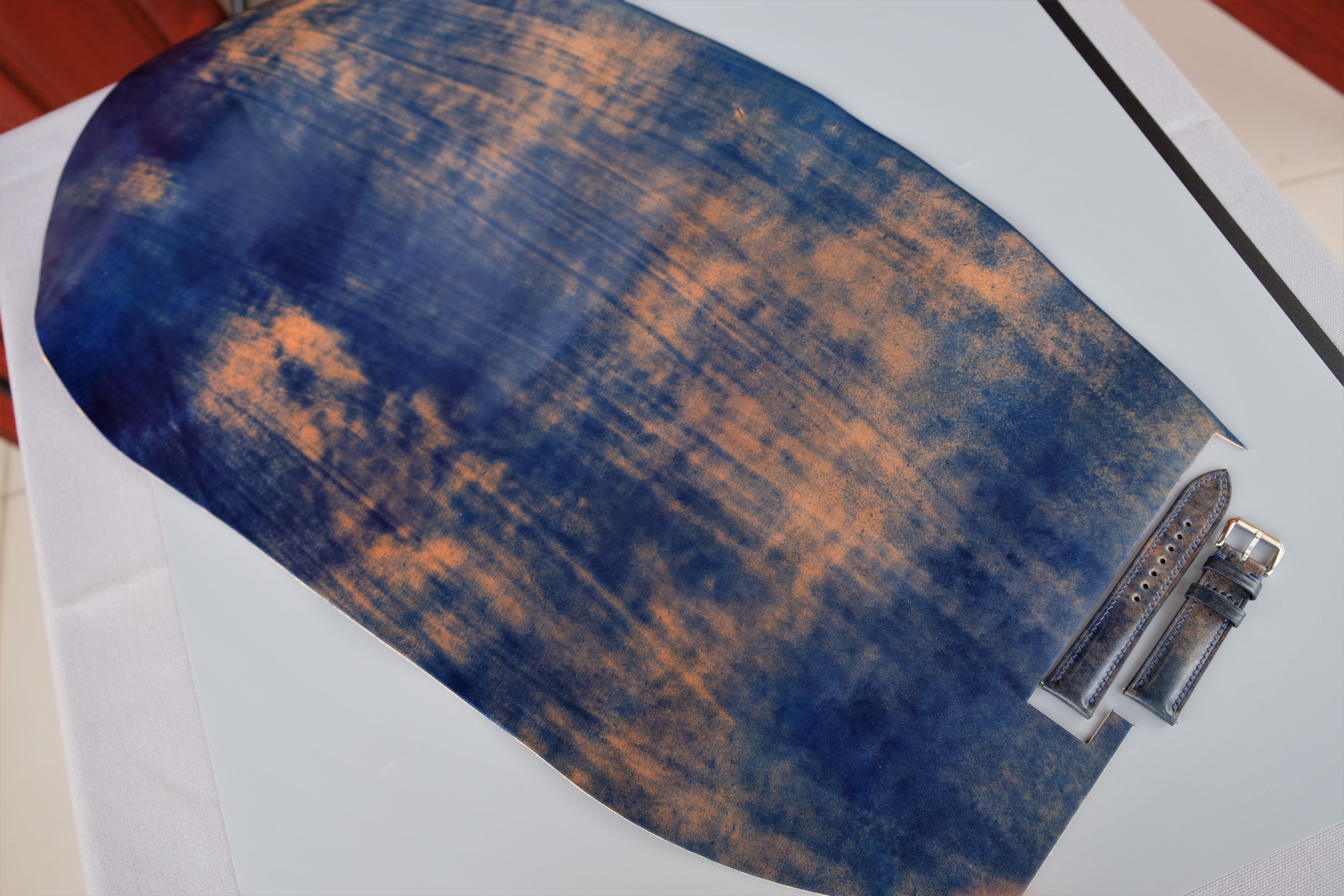 MARBLED BLUE Rocado Shell Cordovan Watch Strap – Custom Sizes 10mm to 26mm