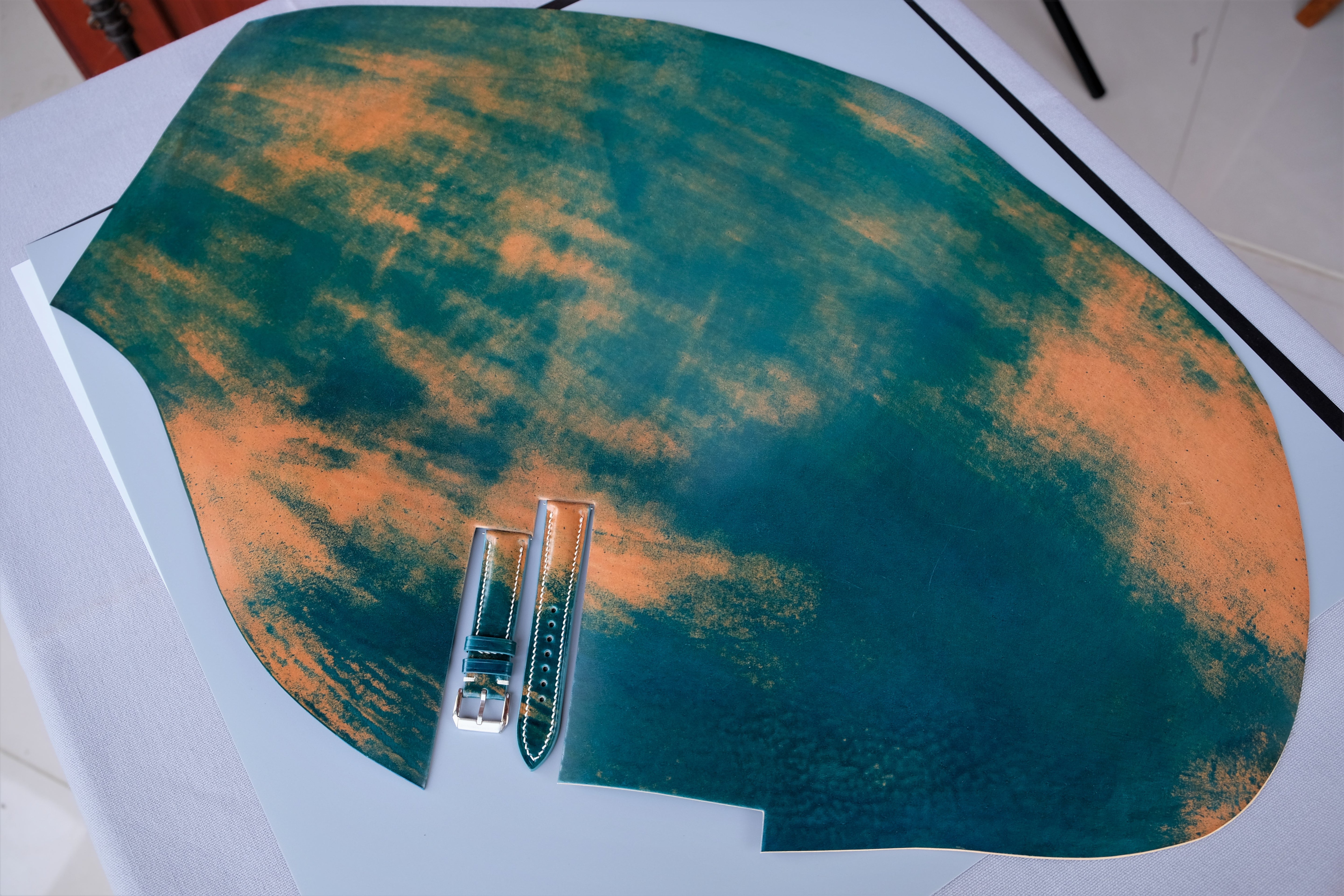 MARBLED TURQUOISE Rocado Shell Cordovan Watch Strap – Custom Sizes 10mm to 26mm