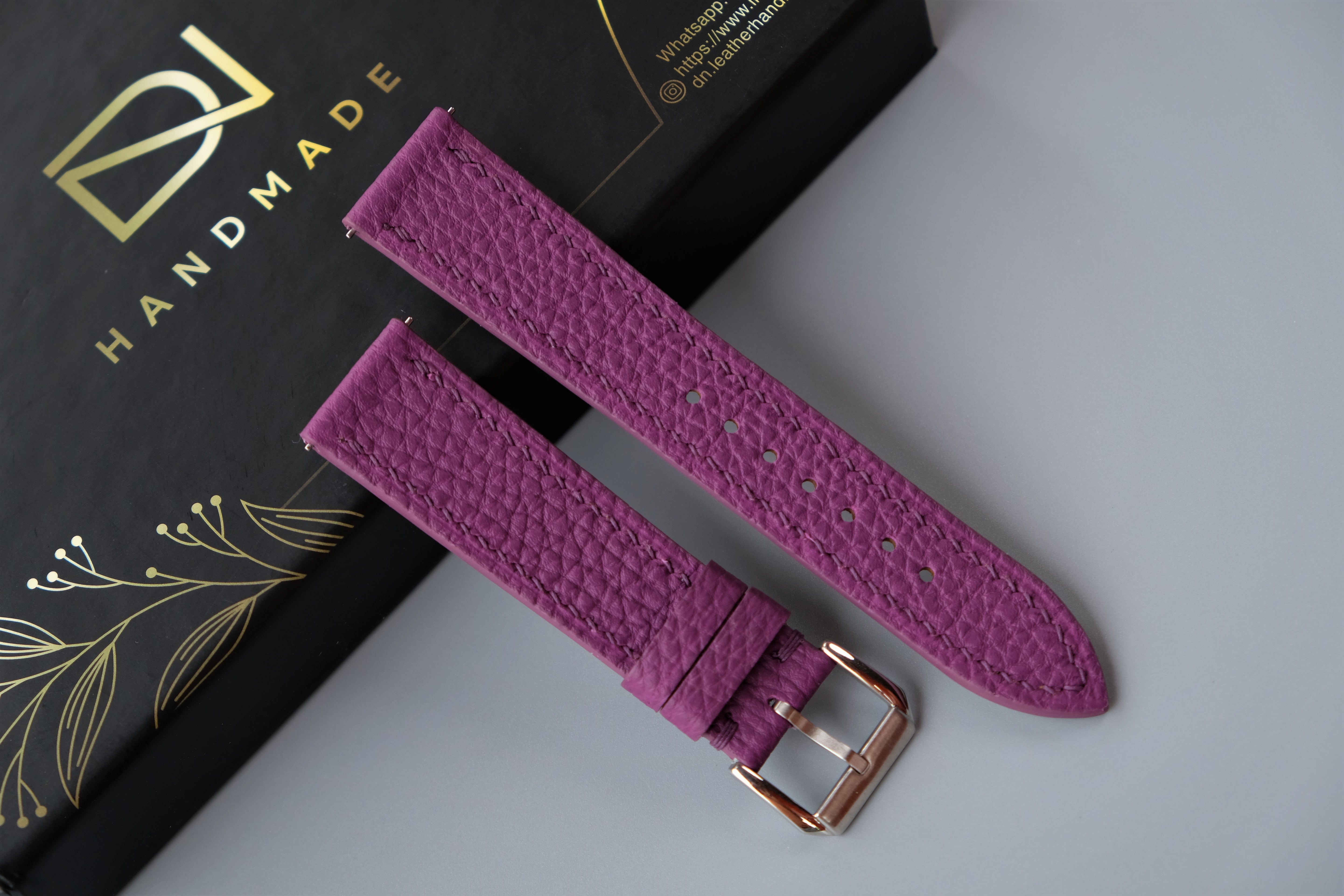 Purple Togo Calf Leather Watch Strap