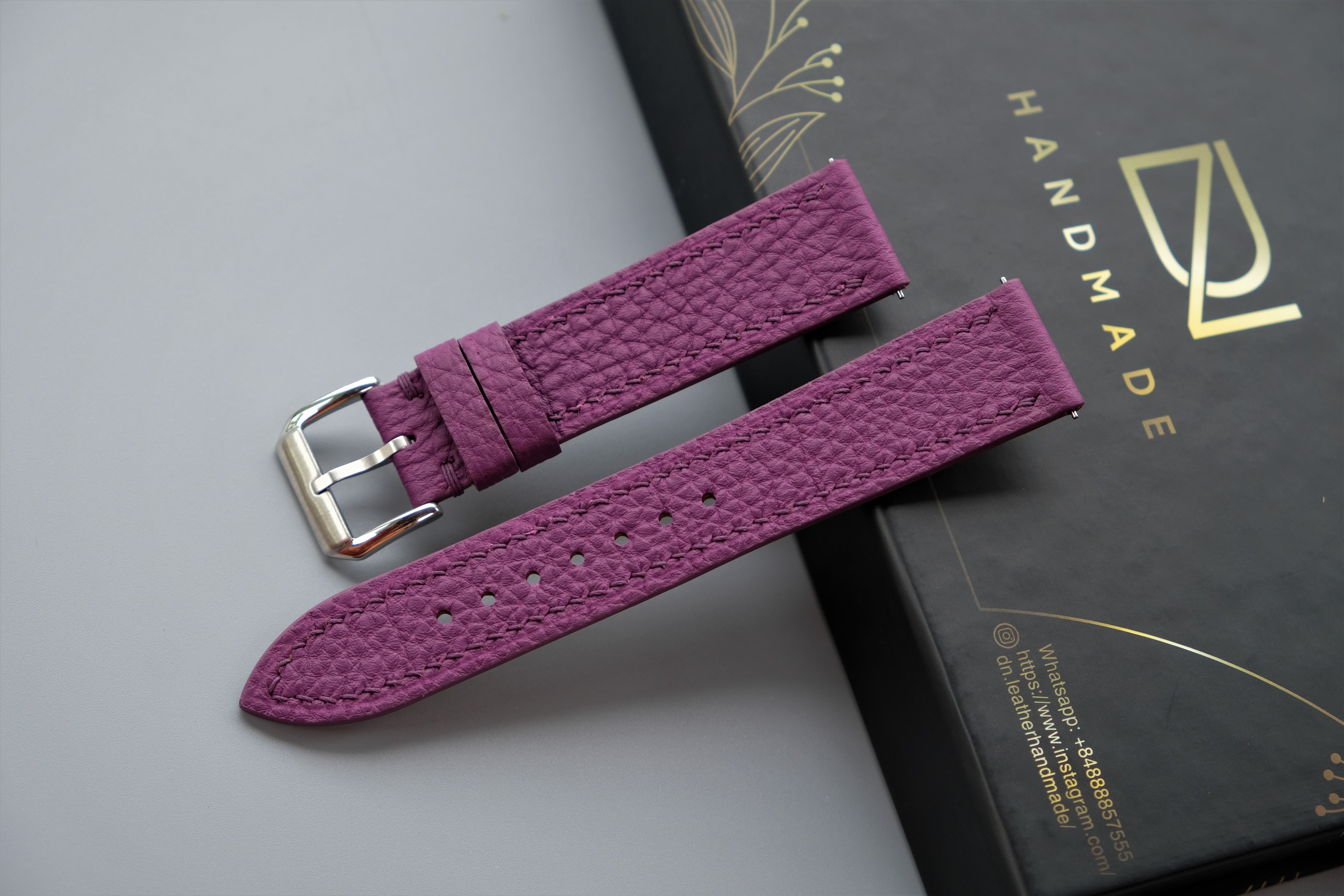 Purple Togo Calf Leather Watch Strap